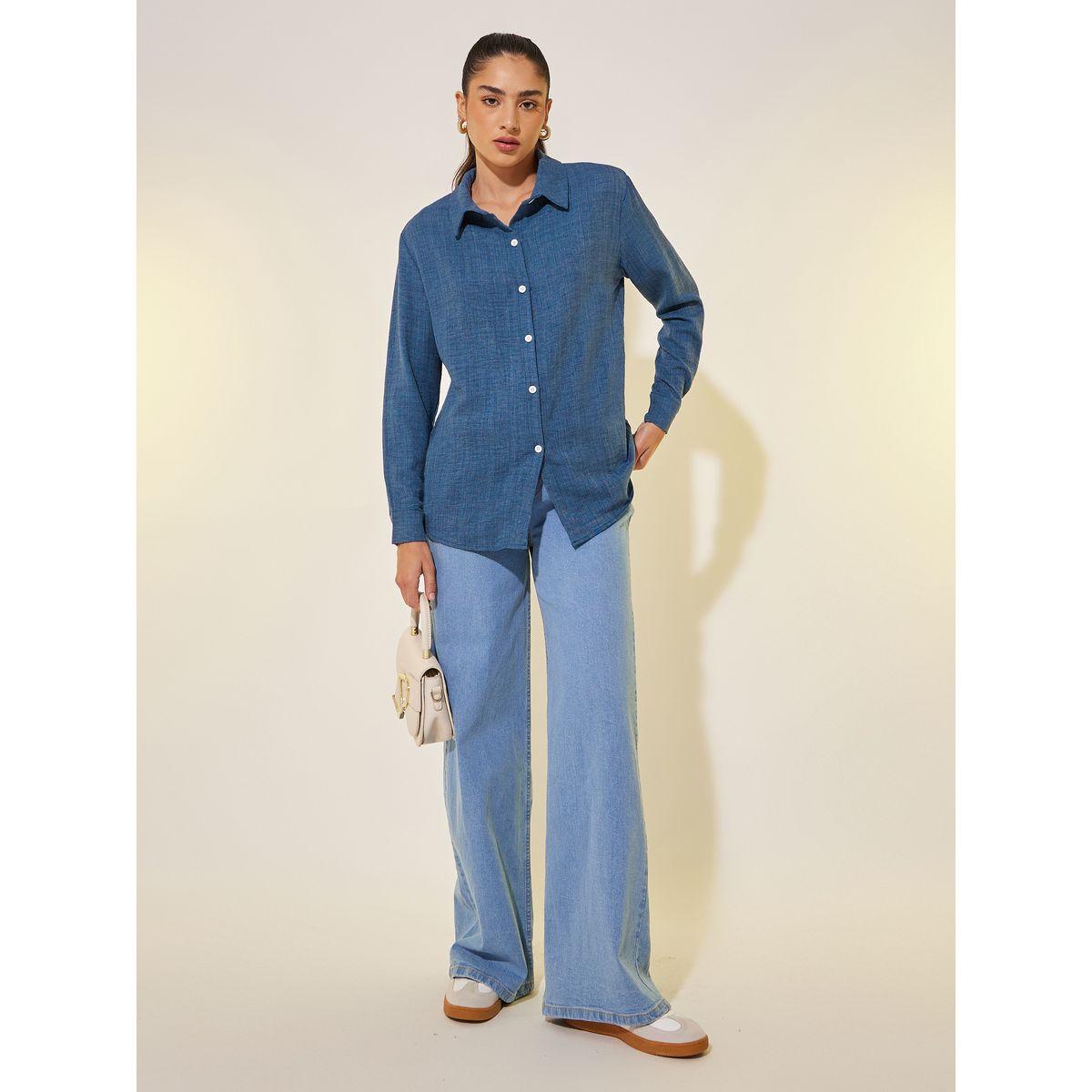 Styli Solid Long Sleeve Spread Collar Shirt-women-clothing-shirtsandblouses-shirts-image-2