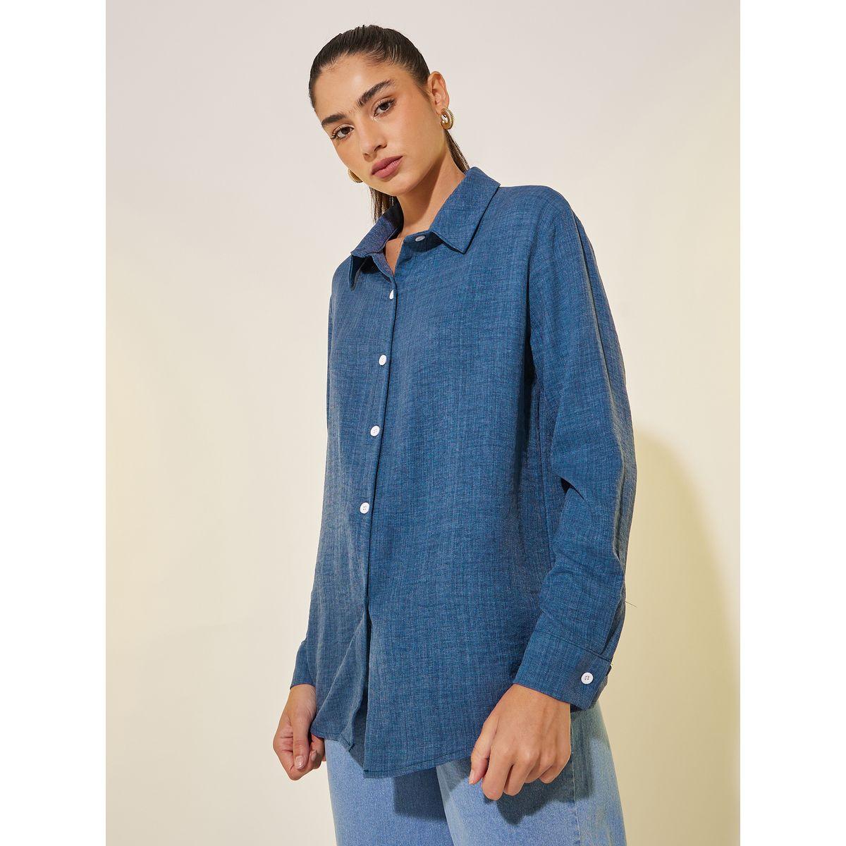 Styli Solid Long Sleeve Spread Collar Shirt-women-clothing-shirtsandblouses-shirts-image-3