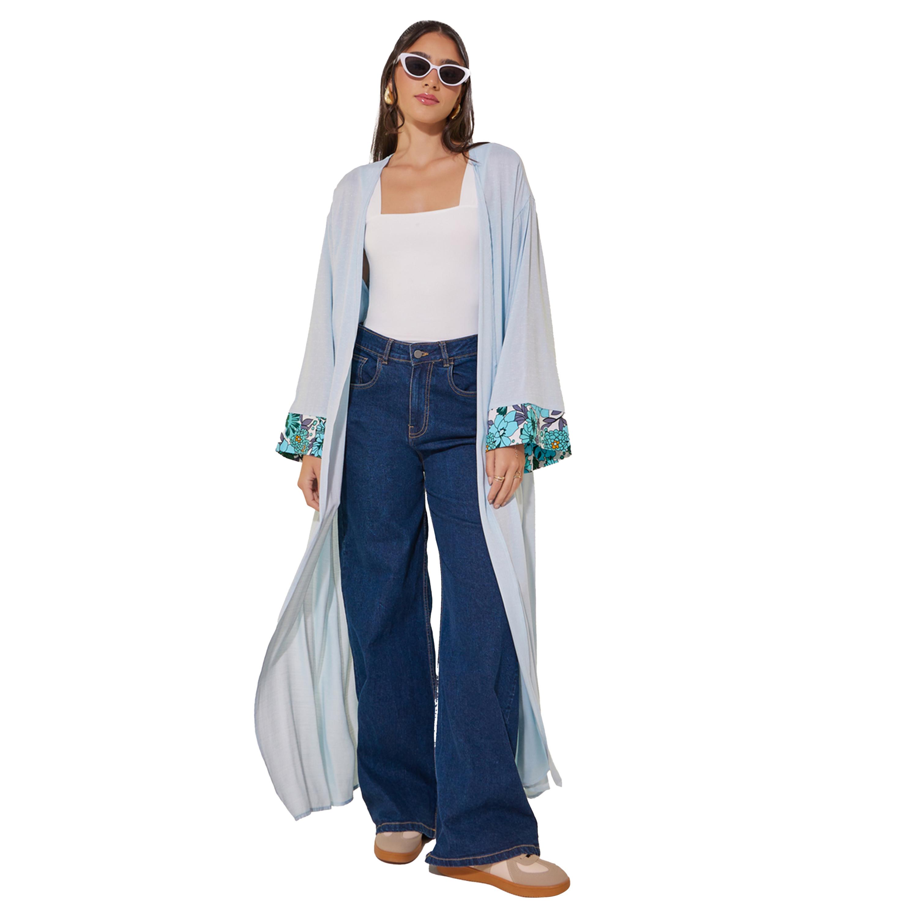Styli Solid long Sleeve Kimonos with Sleeve details-women-clothing-shirtsandblouses-shirts-image-2