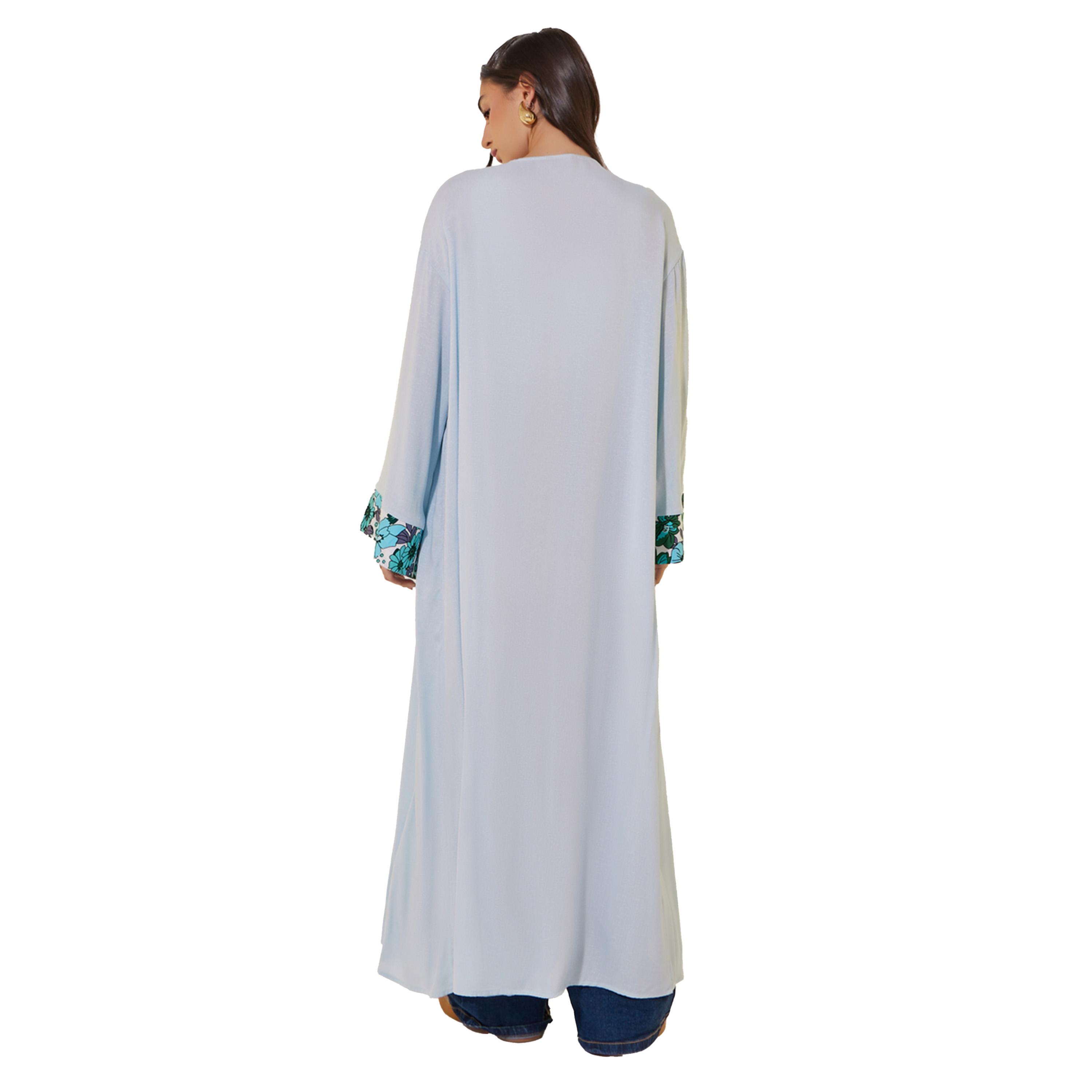 ستايلي -   كيمونو سادة بأكمام طويلة مع تفاصيل الأكمام-women-clothing-shirtsandblouses-shirts-image-5