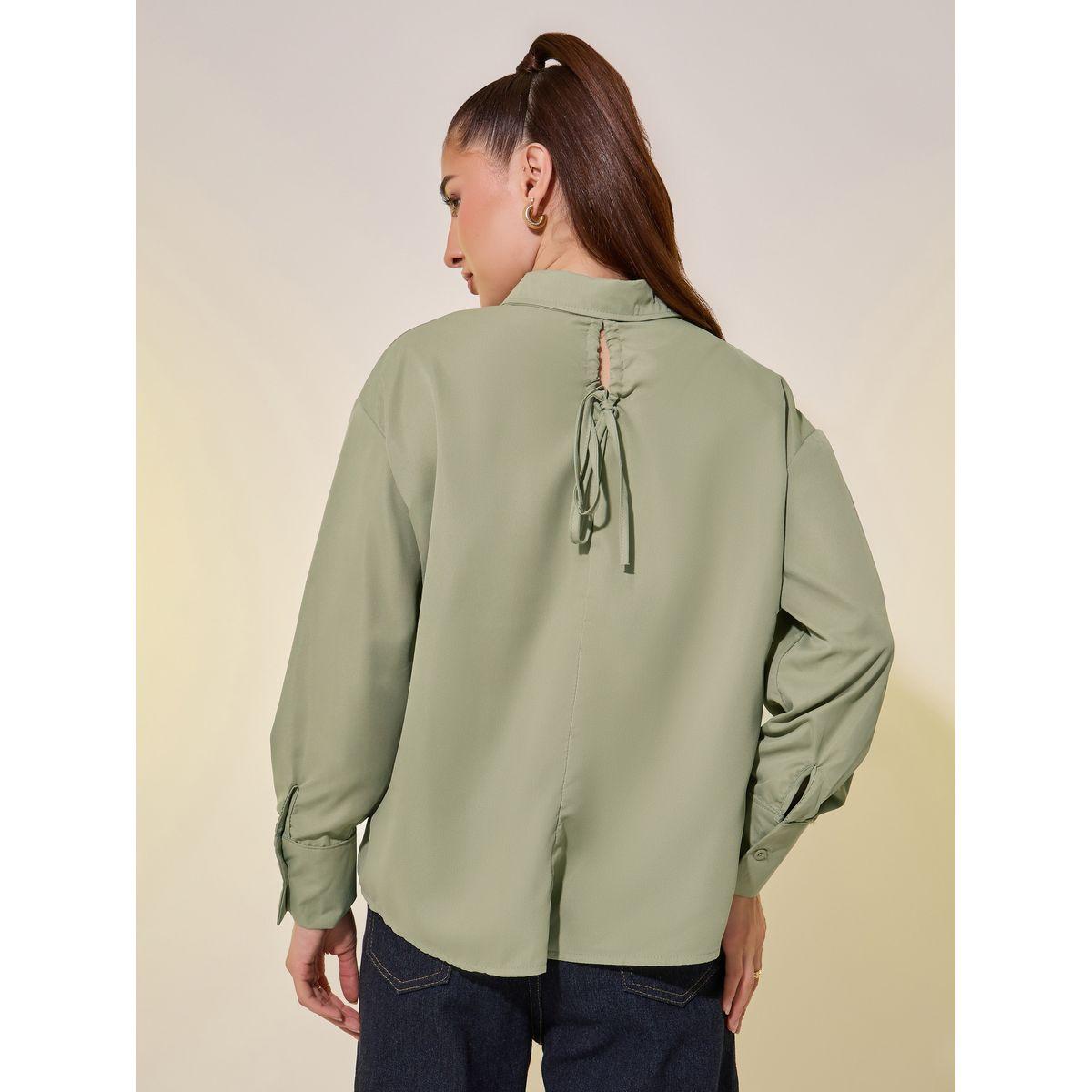 Styli Solid Spread Collar Oversized Shirt-women-clothing-shirtsandblouses-shirts-image-4
