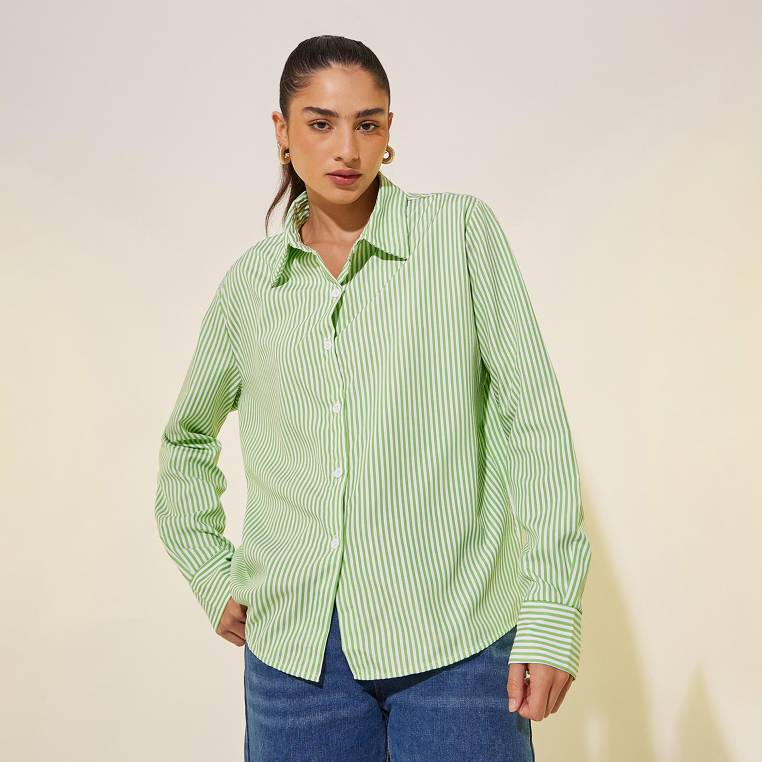 Styli Striped Long Sleeve Oversized Shirt-women-clothing-shirtsandblouses-shirts-image-1