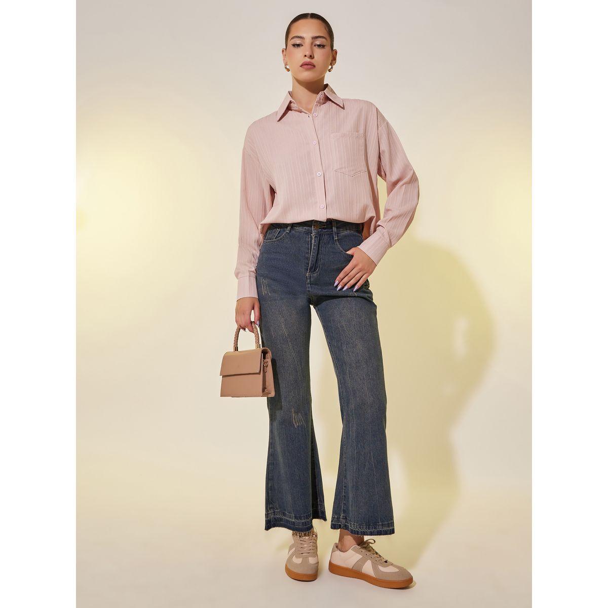 بلوزة فضفاضة بارزة الملمس مع تفاصيل جيب-women-clothing-shirtsandblouses-shirts-image-3