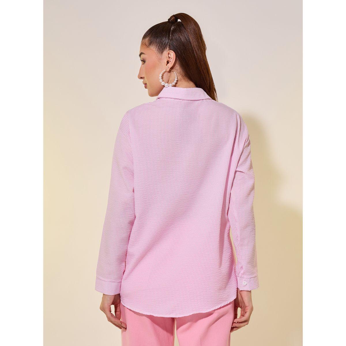 Styli Seer Sucker Striped Long Sleeve Oversized Shirt-women-clothing-shirtsandblouses-shirts-image-4