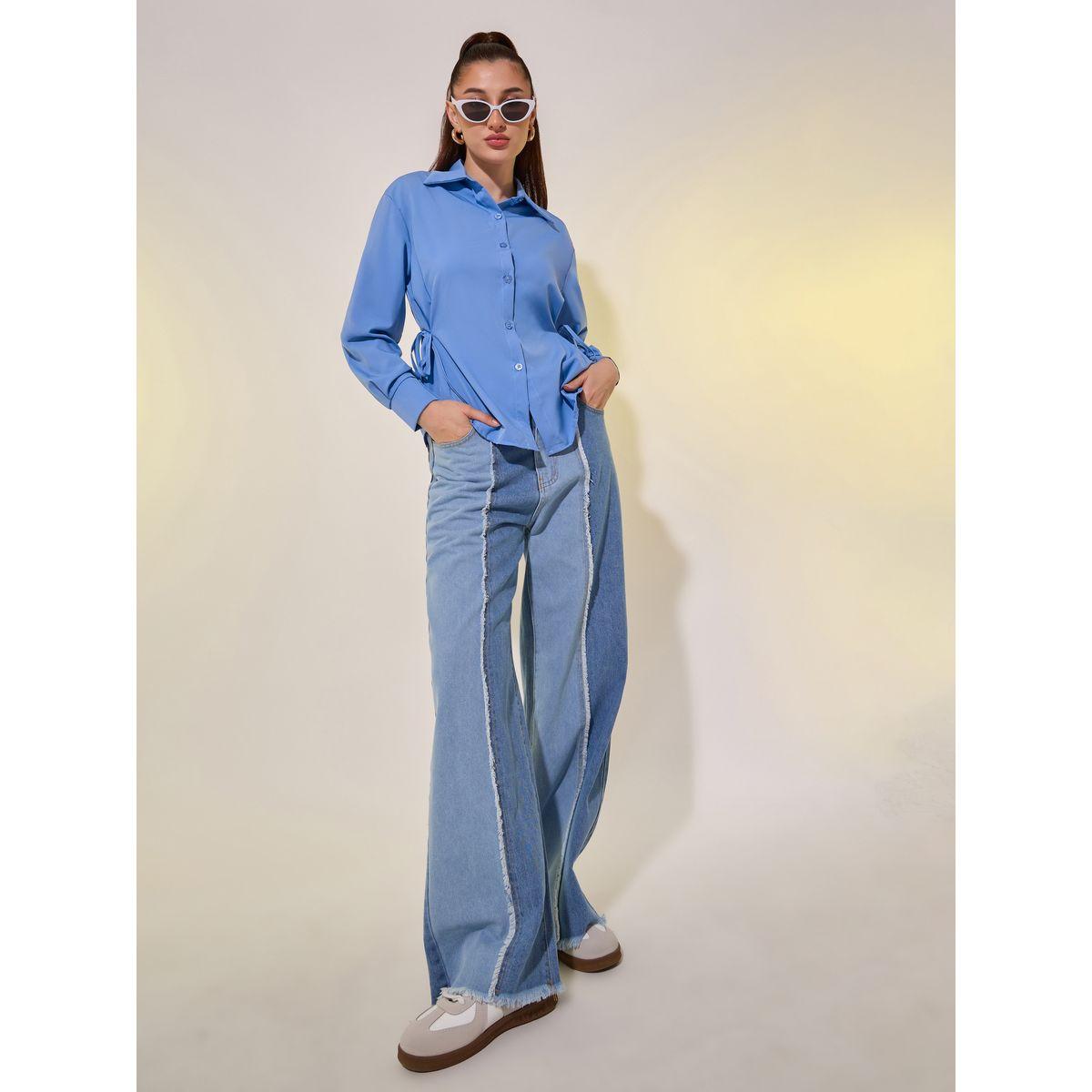 Styli Solid Side Waist Drawstring Regular Fit Shirt-women-clothing-shirtsandblouses-shirts-image-2