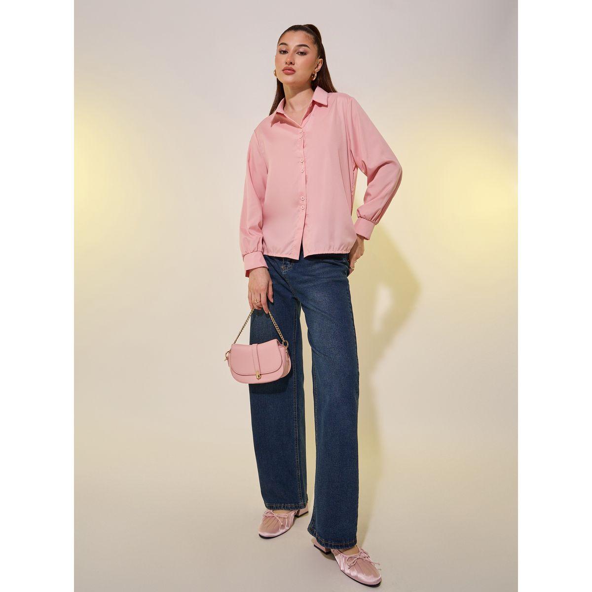 بلوزة فضفاضة سادة بأكمام طويلة-women-clothing-shirtsandblouses-shirts-image-2