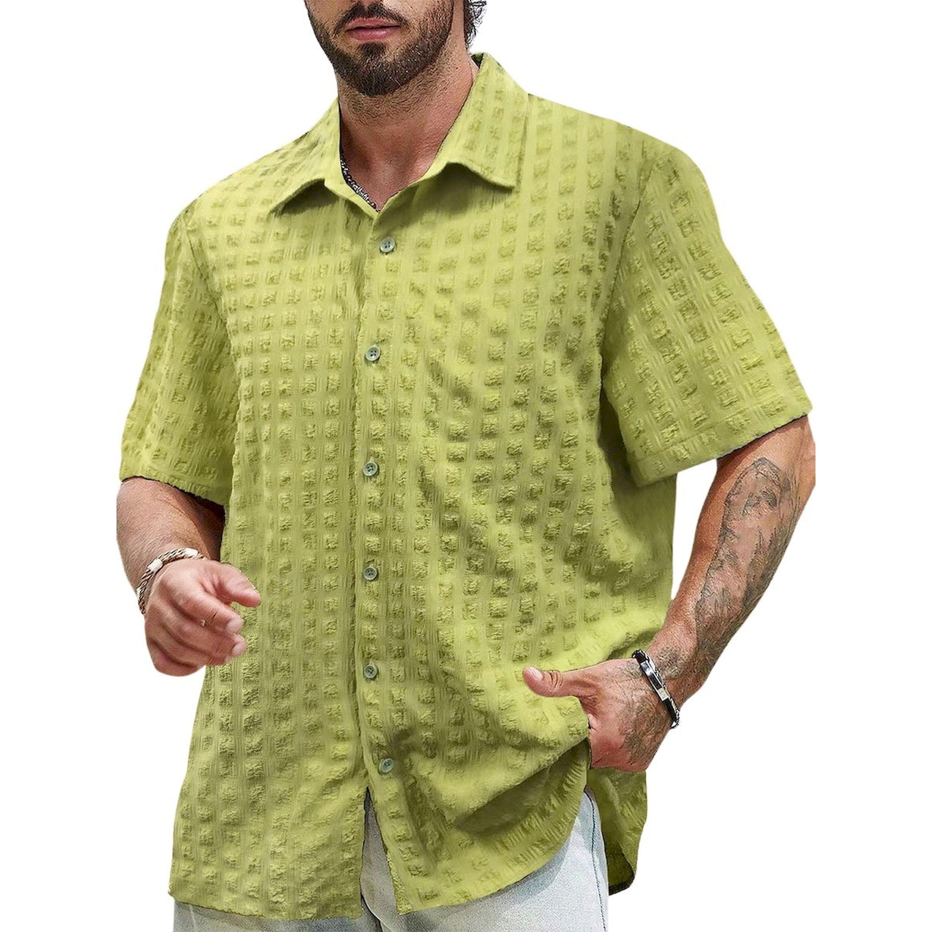 Styli Texture Button Up Short Sleeve Shirt-men-clothing-shirts-image-1