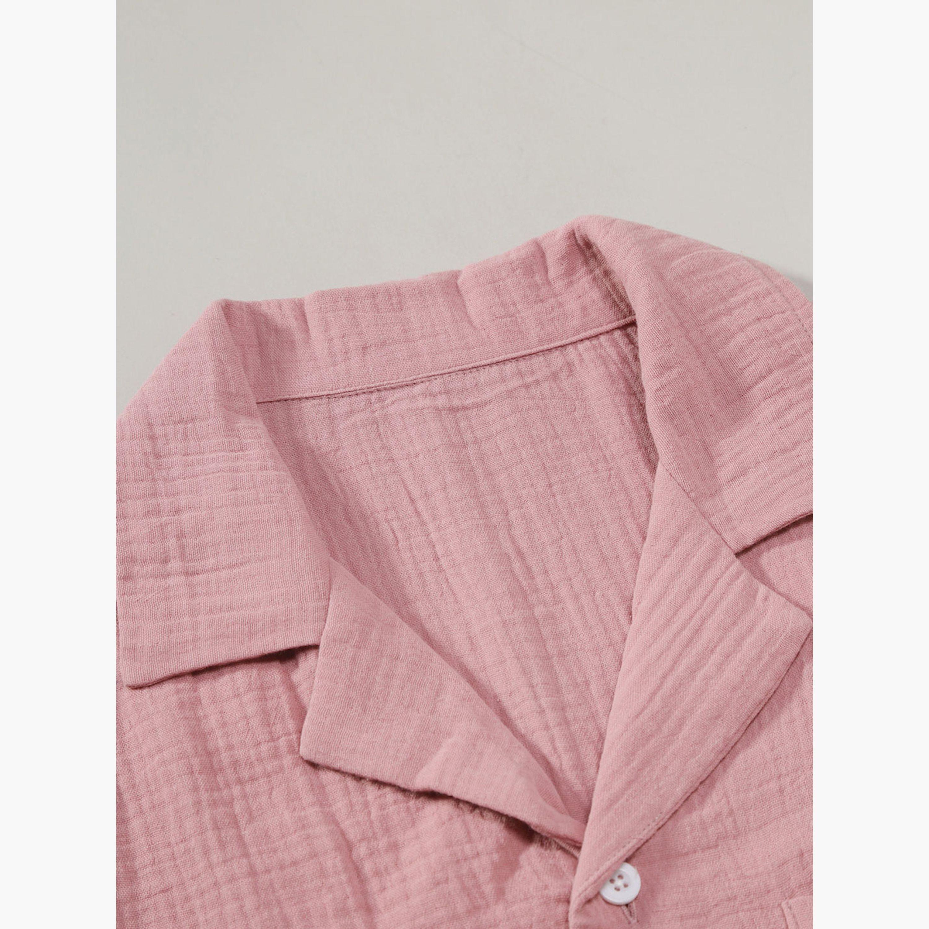 Styli Solid Short Sleeve Button Up Shirt with Pocket-men-clothing-shirts-image-3