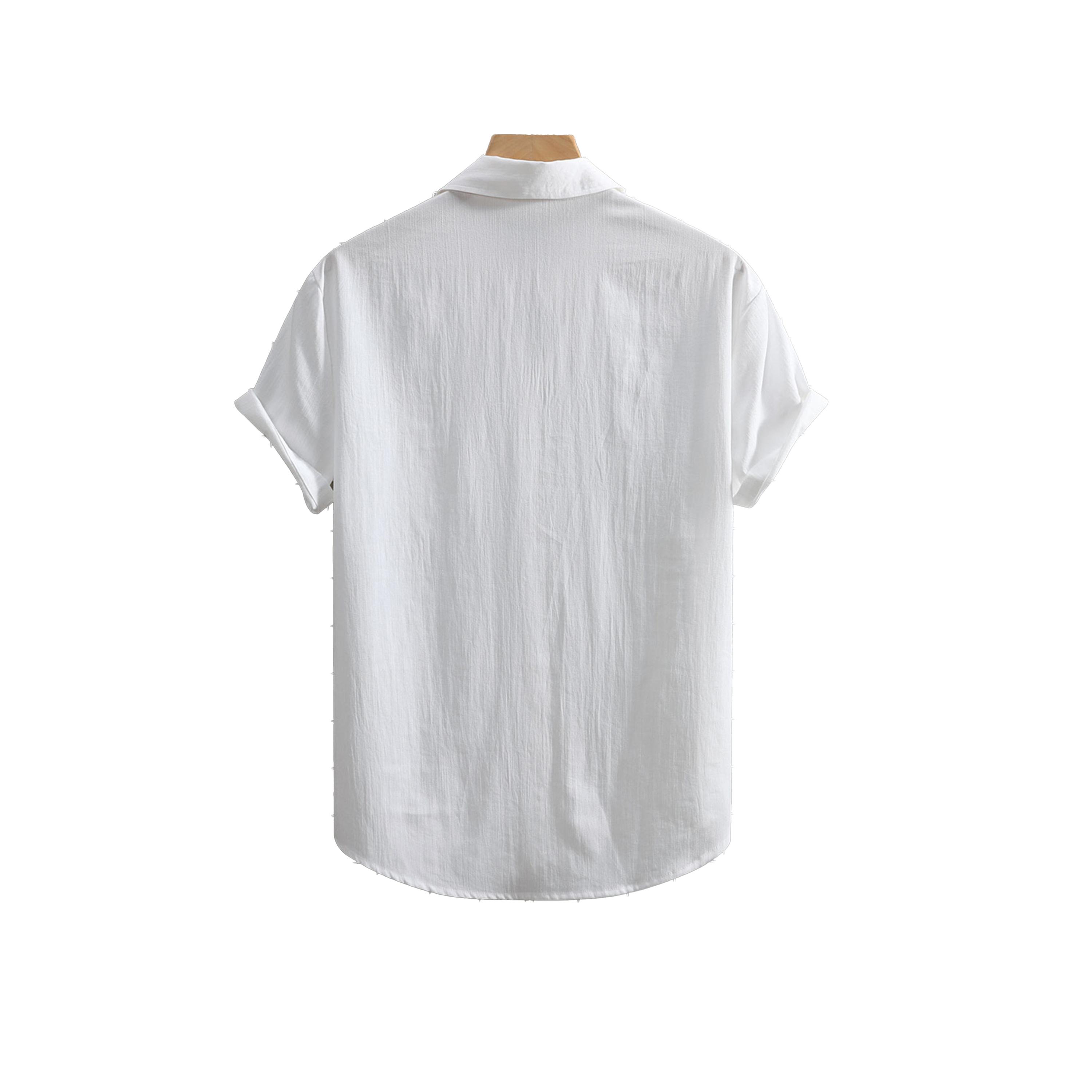 ستايلي -  قميص سادة بأكمام قصيرة وأزرار وجيب-men-clothing-shirts-image-2