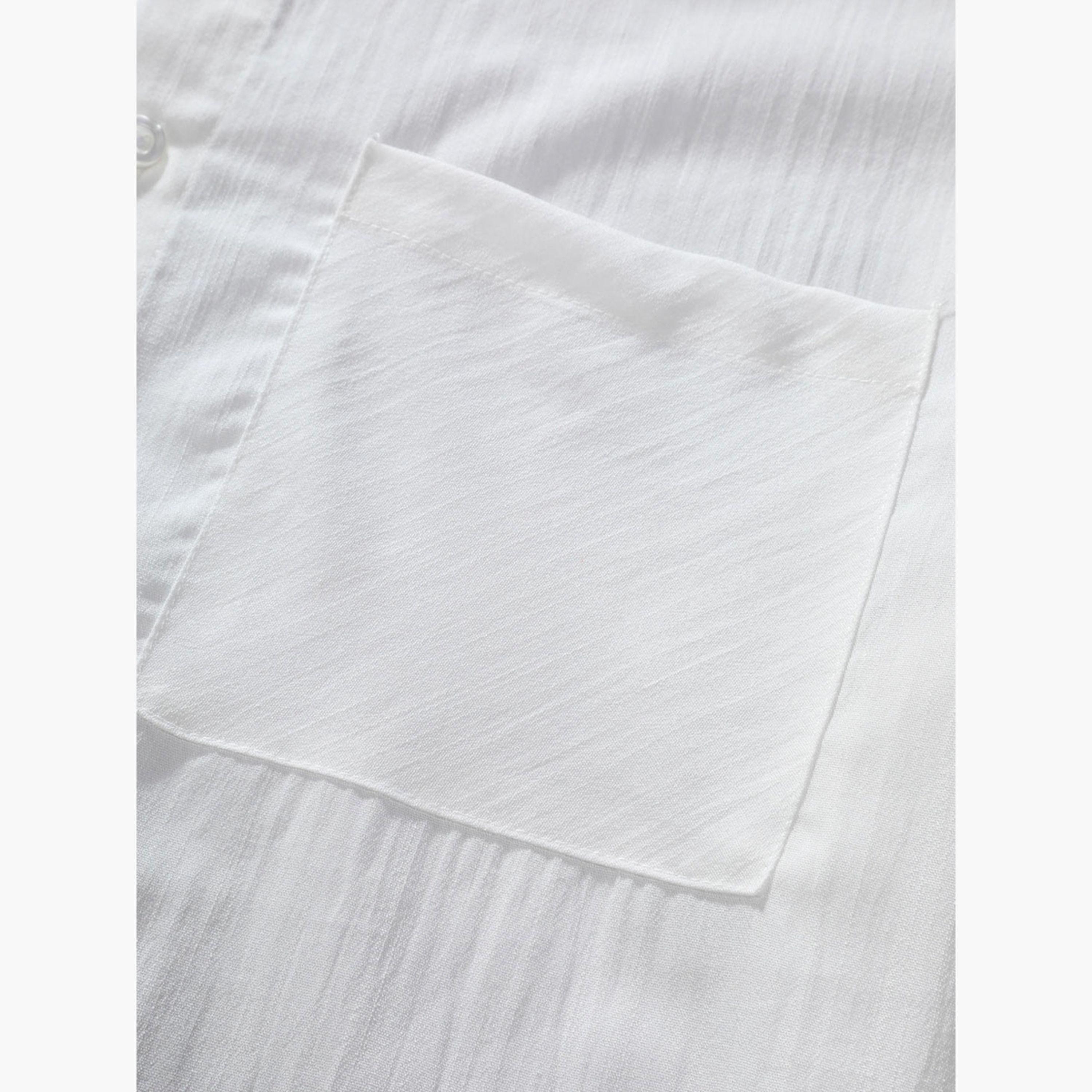 Styli Solid Short Sleeve Button Up Shirt with Pocket-men-clothing-shirts-image-4