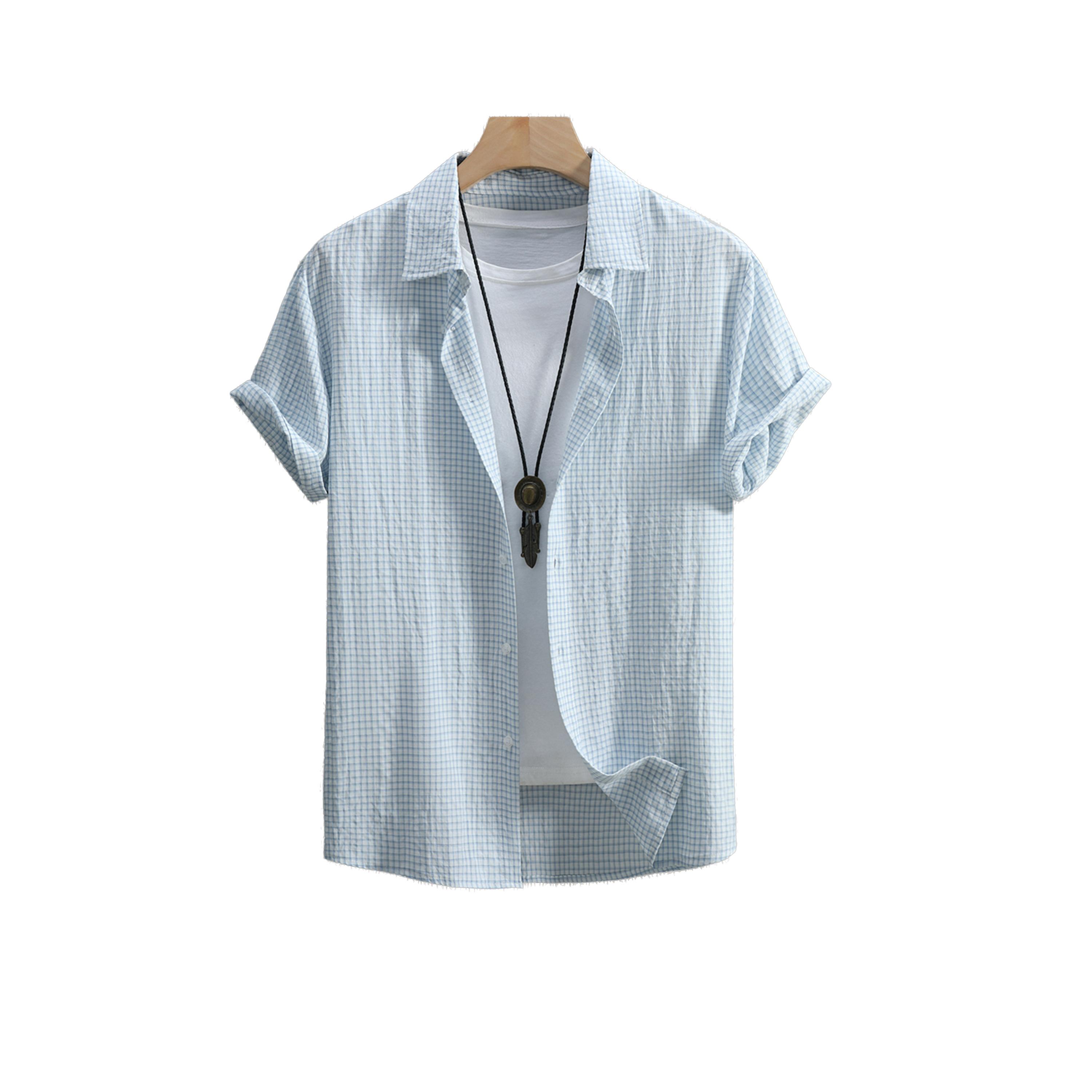 قميص مزخرف قصير الأكمام مع أزرار-men-clothing-shirts-image-1