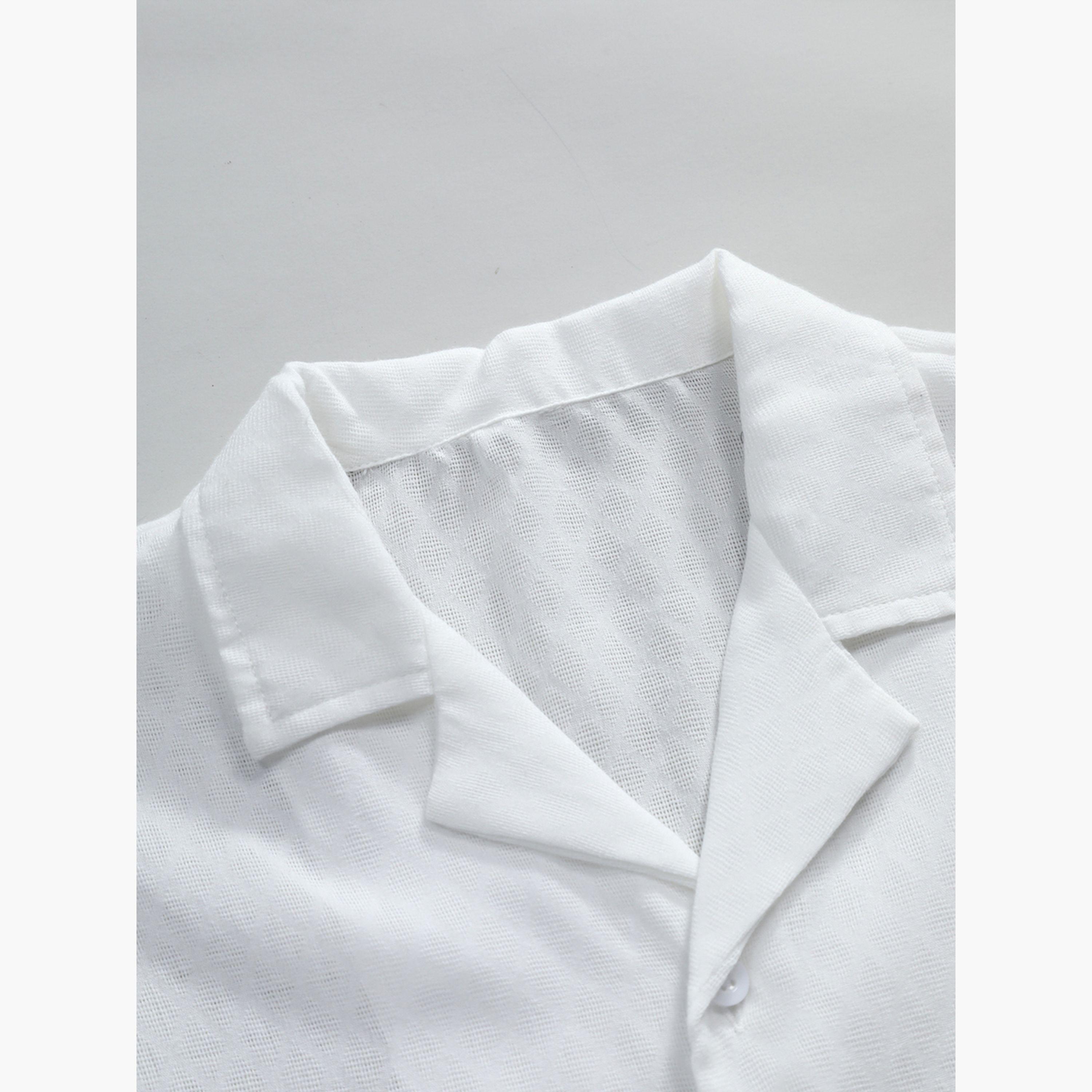 قميص سادة قصير الأكمام مع أزرار-men-clothing-shirts-image-2
