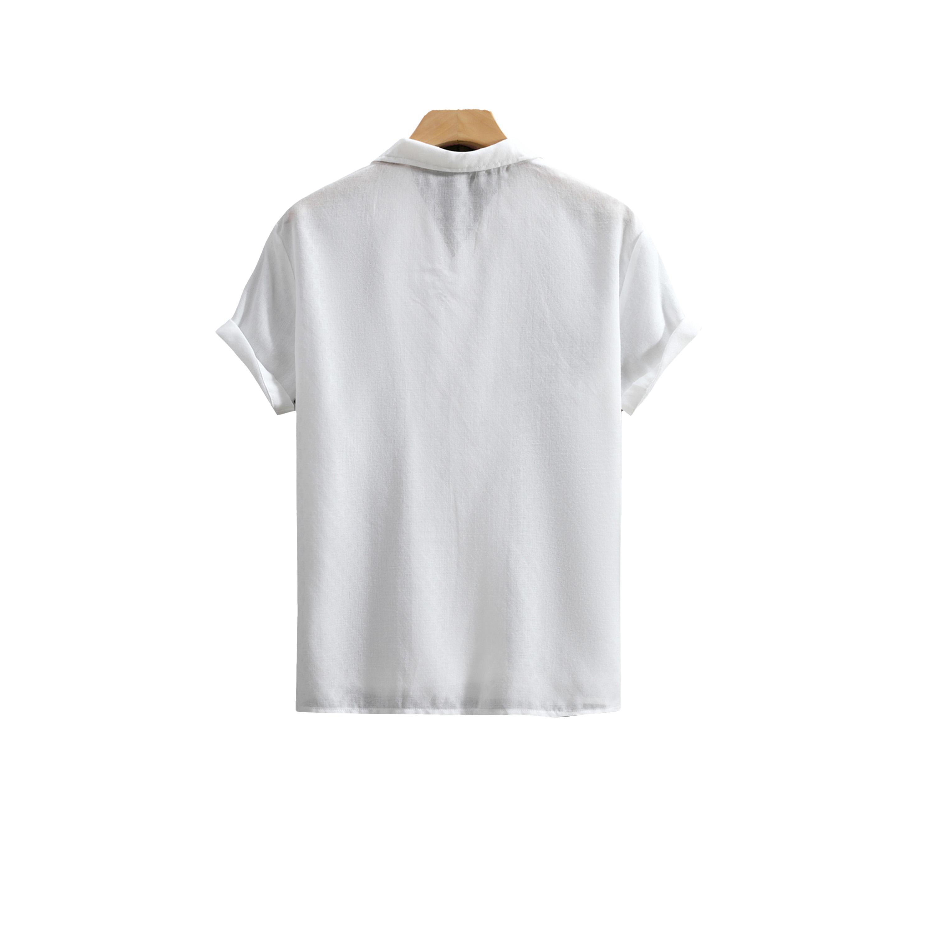 قميص سادة قصير الأكمام مع أزرار-men-clothing-shirts-image-5