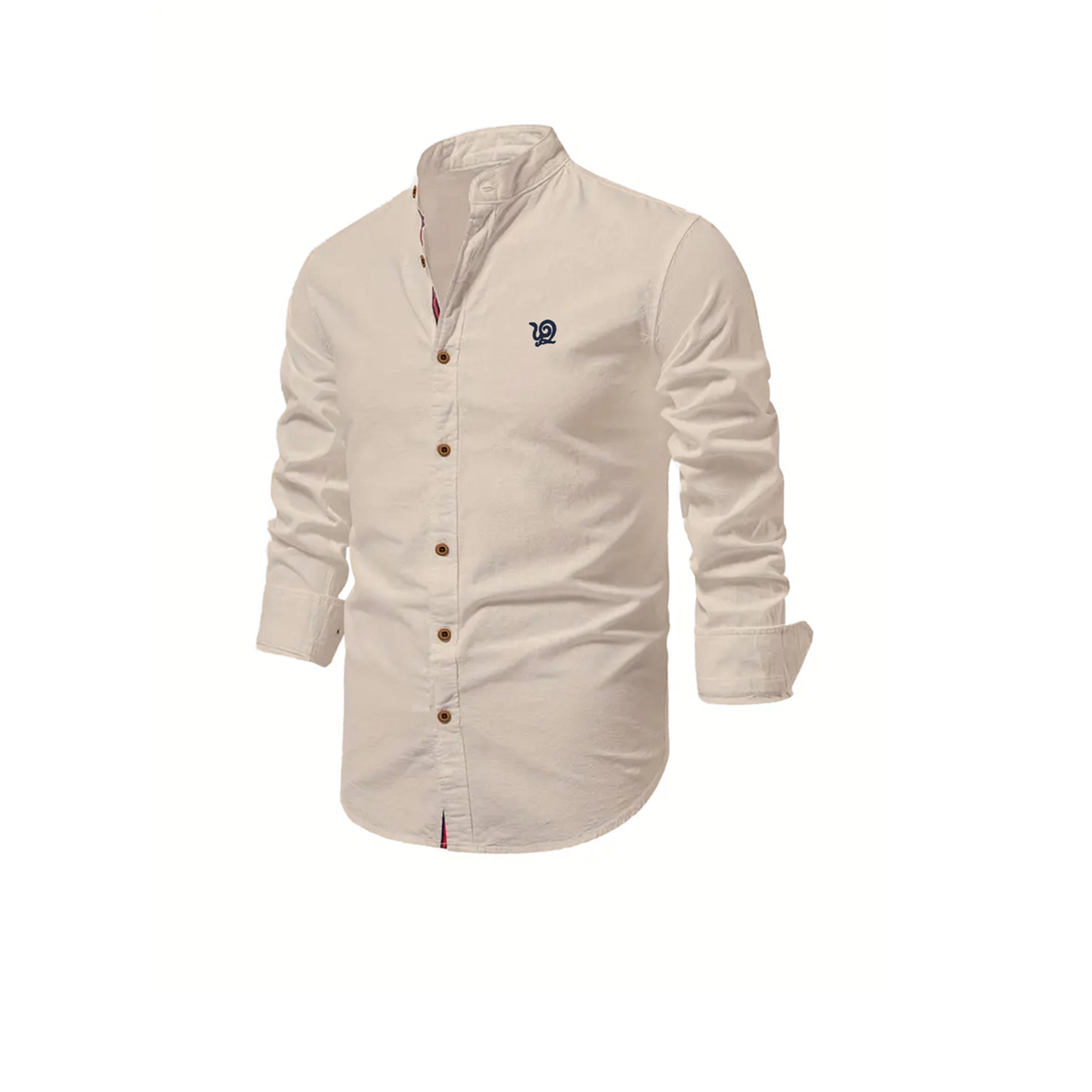 Take Two Embroidered Mandarin Collar Long Sleeve Shirt-men-clothing-shirts-image-1