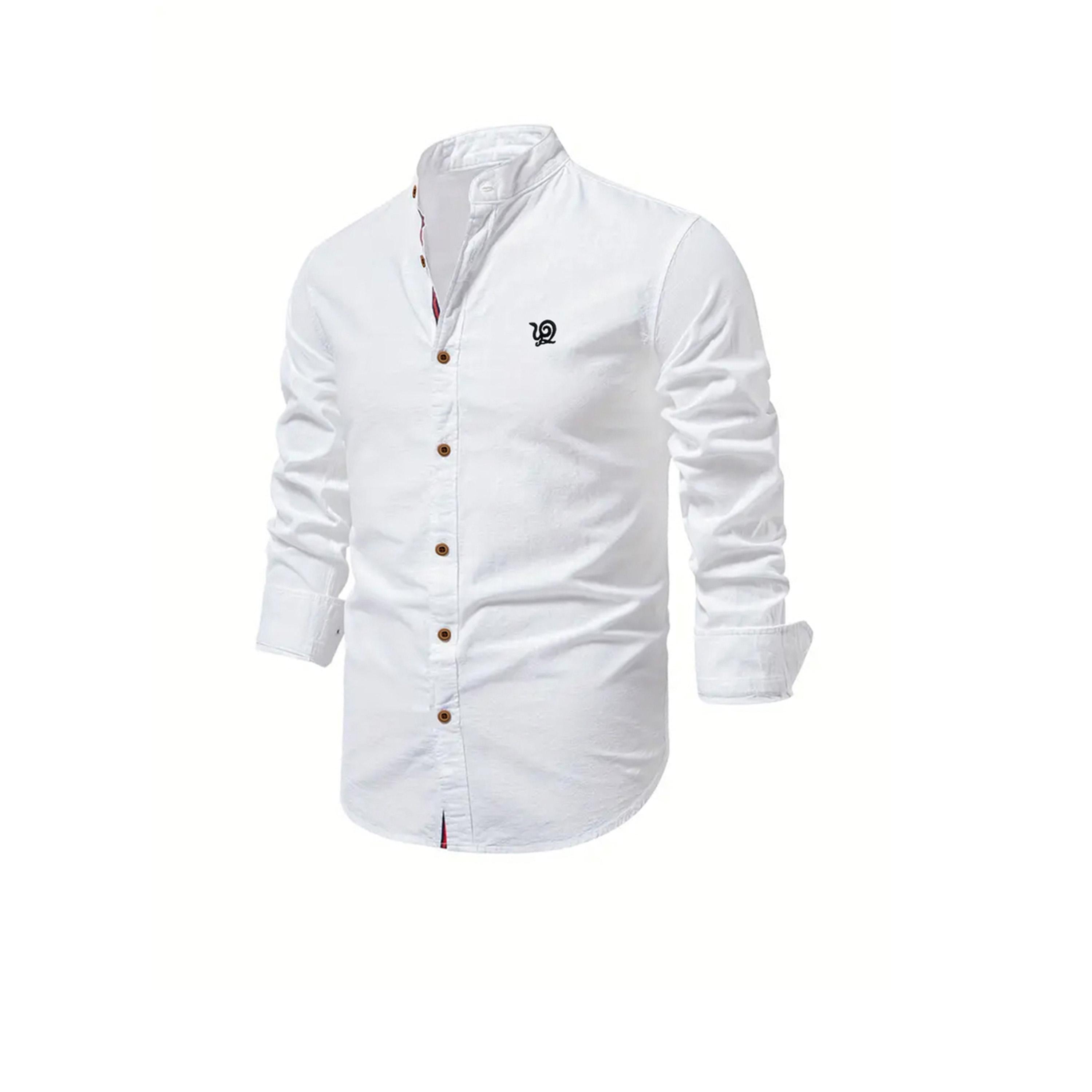 قميص بياقة ماندارين وأكمام طويلة-men-clothing-shirts-image-1