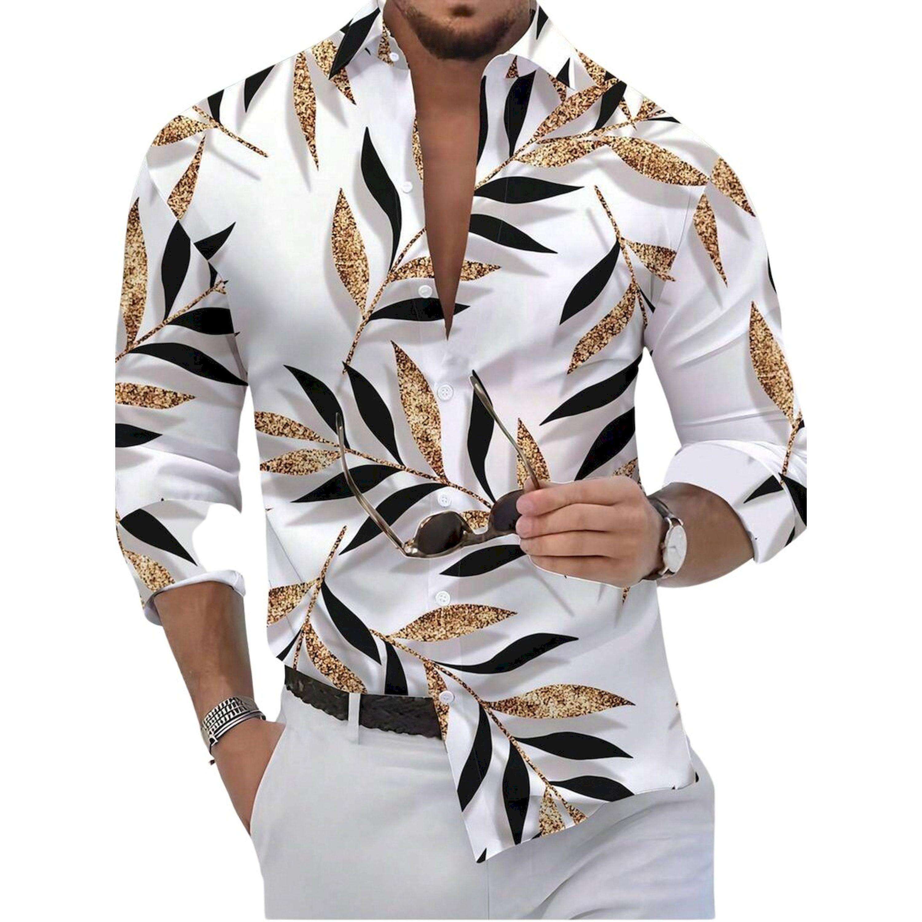 Take Two Graphic Print Long Sleeve Button Up Shirt-men-clothing-shirts-image-1