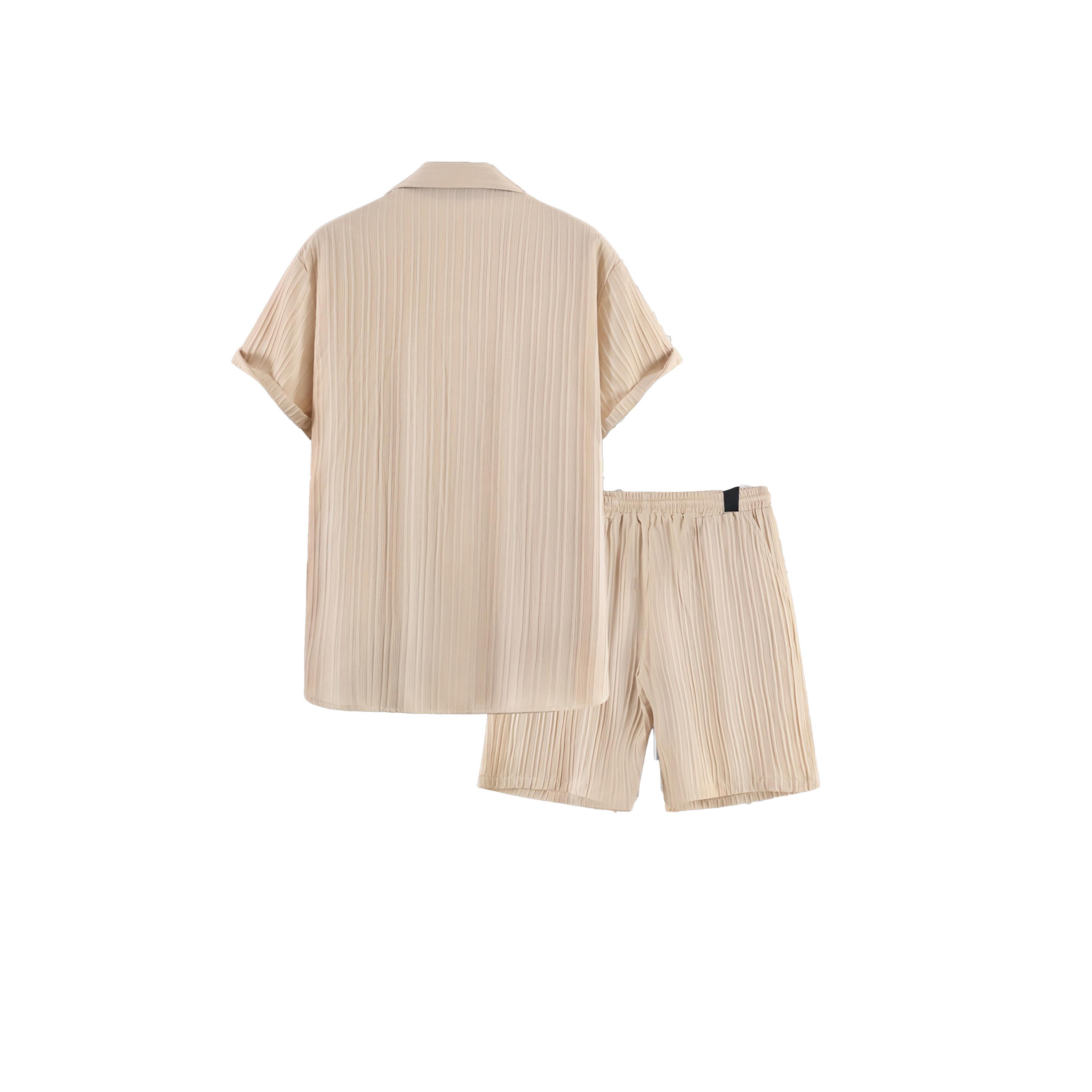 Take Two Textured Short Sleeve Shirt and Shorts Co-Ords-men-clothing-coordsets-image-2