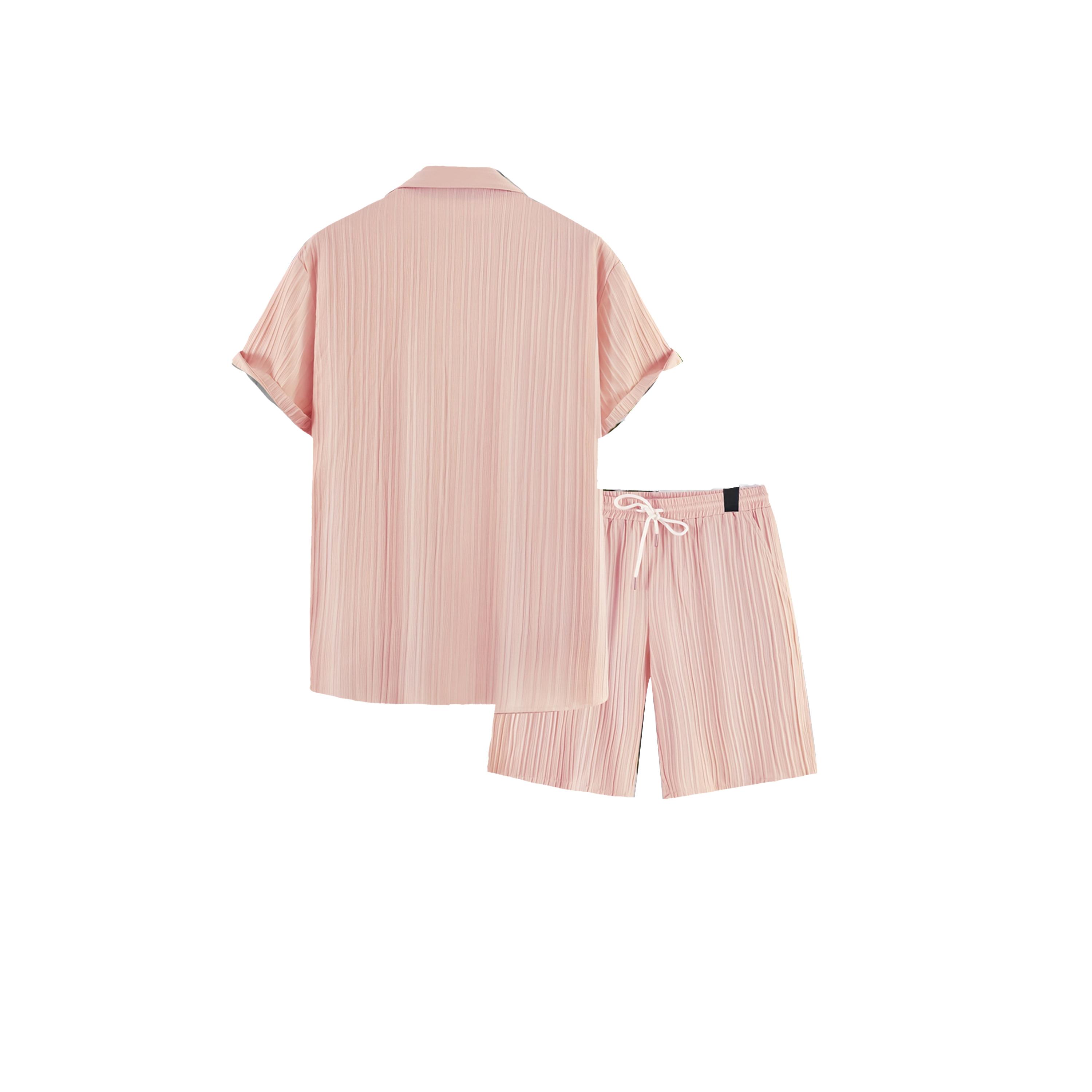 طقم منسق من شورت وبلوزة بأكمام قصيرة-men-clothing-coordsets-image-2