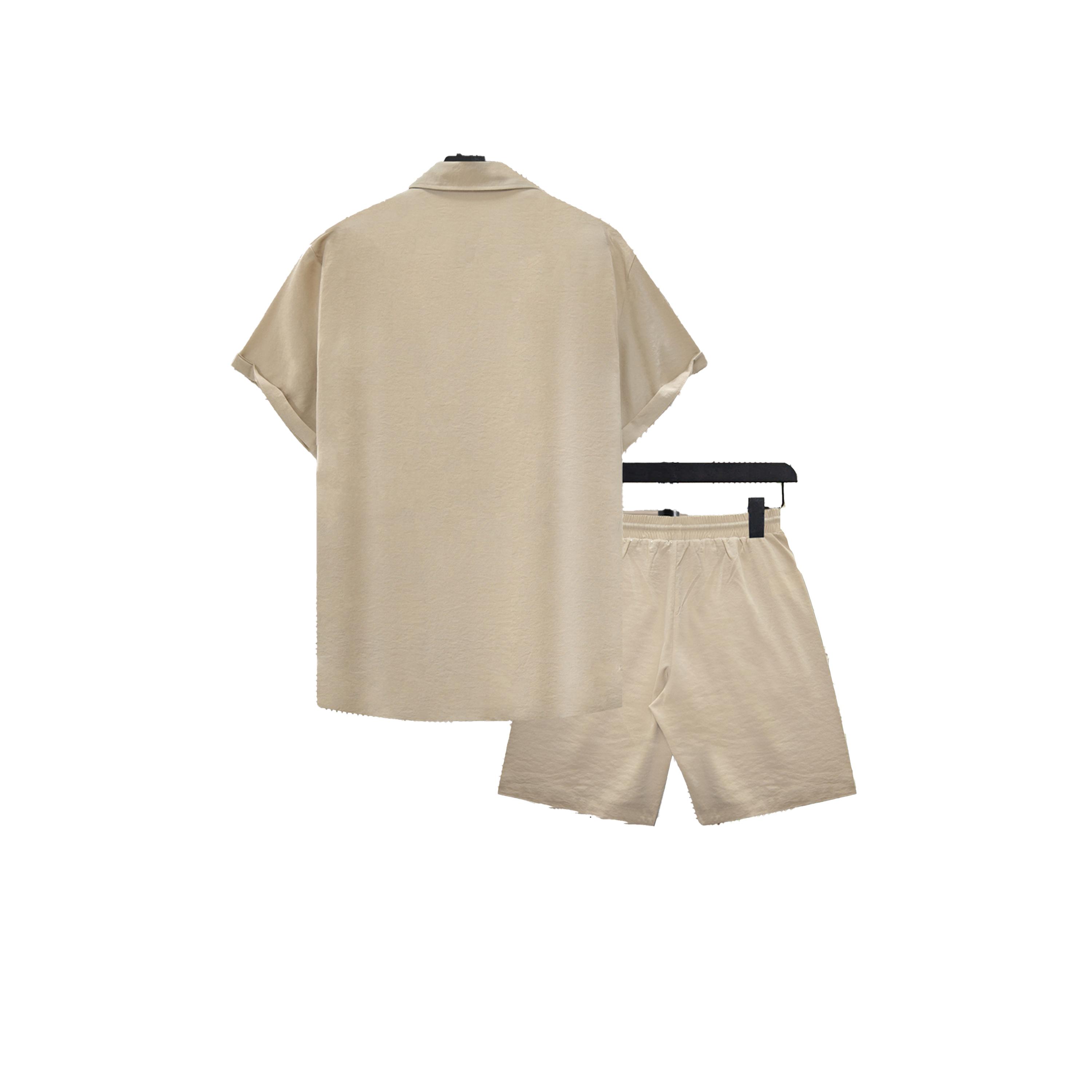 Take Two Solid Short Sleeve Shirt and Shorts Co-Ords-men-clothing-coordsets-image-2
