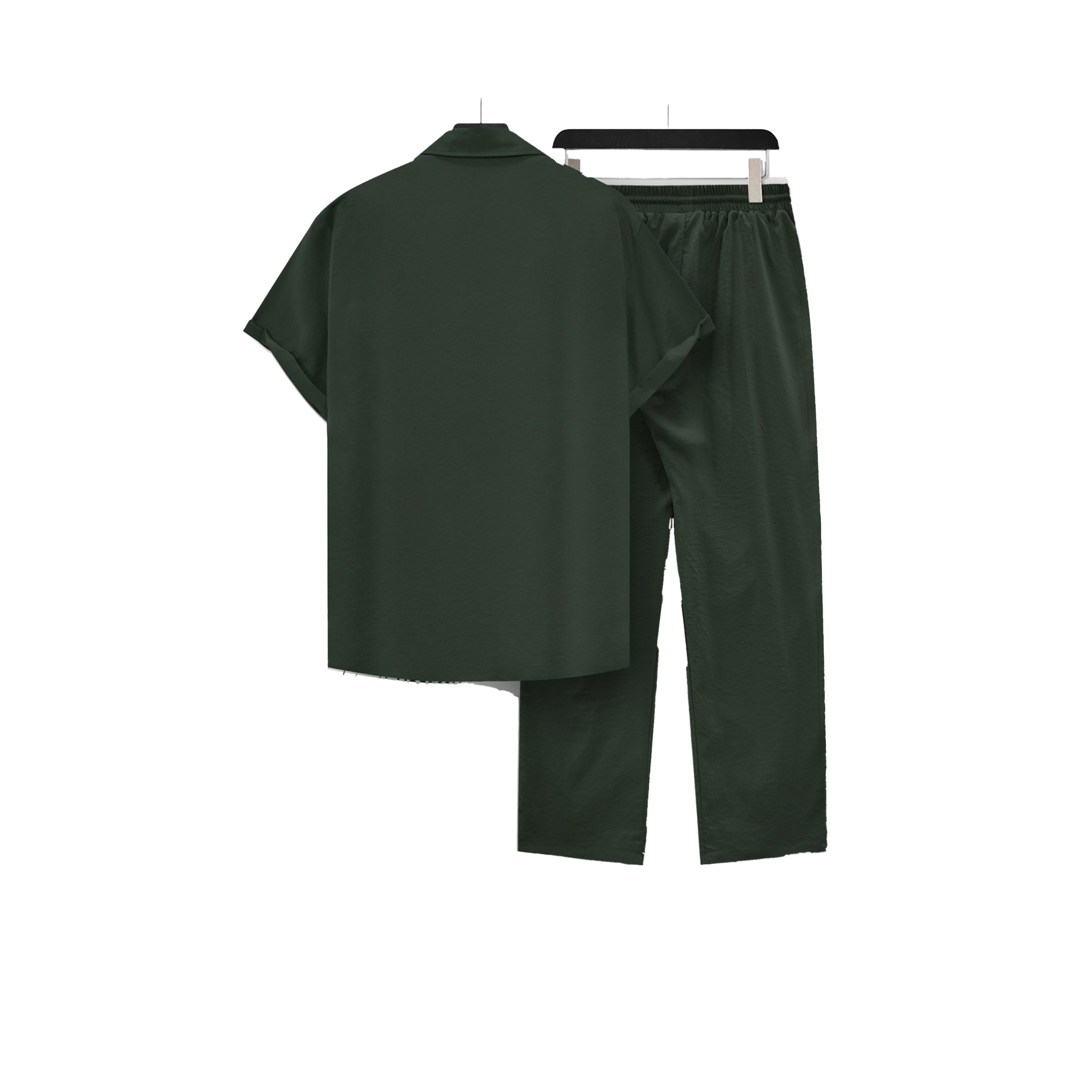 Take Two Solid Short Sleeve Shirt and Pants Co-Ords-men-clothing-coordsets-image-2