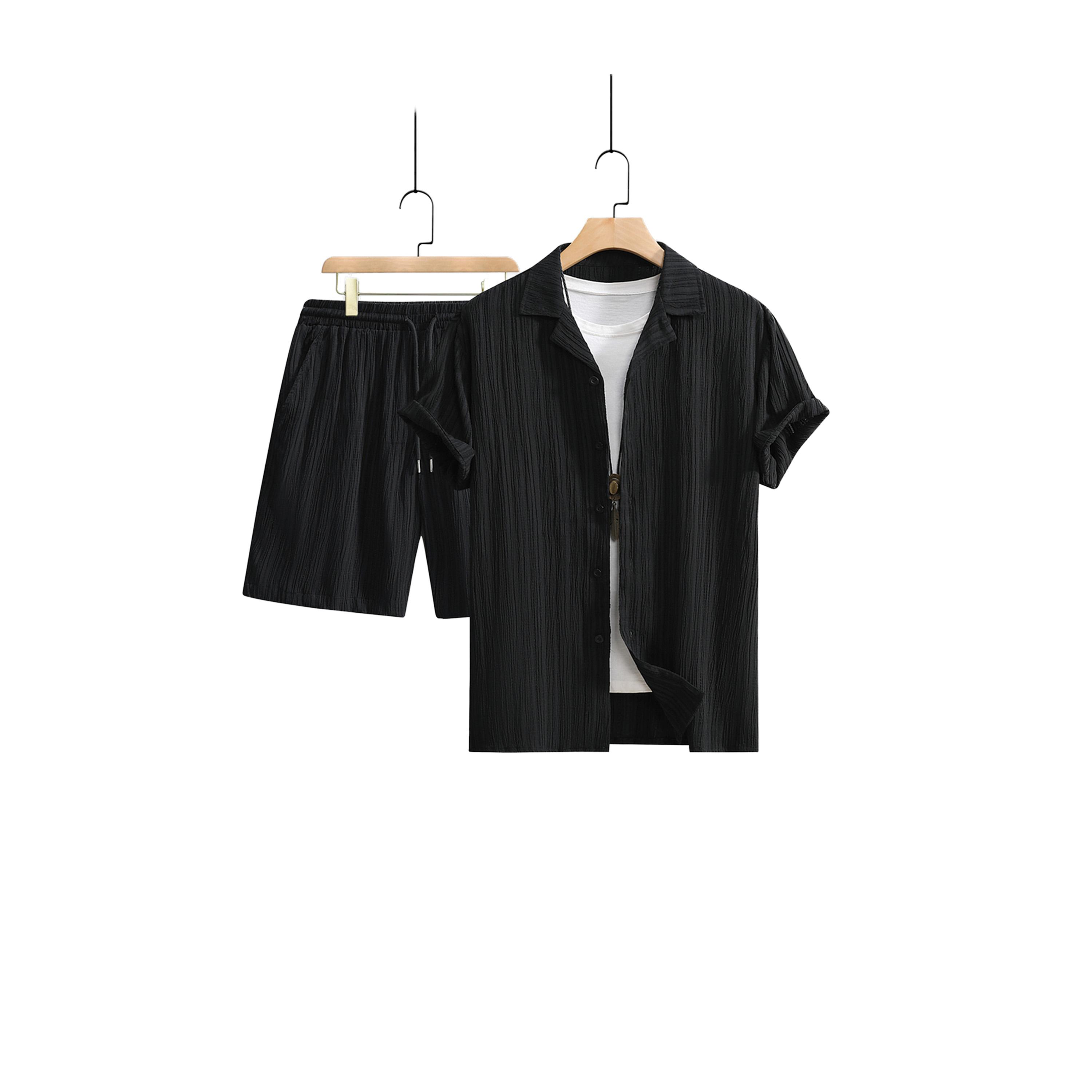 طقم منسق من شورت وبلوزة بأكمام قصيرة-men-clothing-coordsets-image-1
