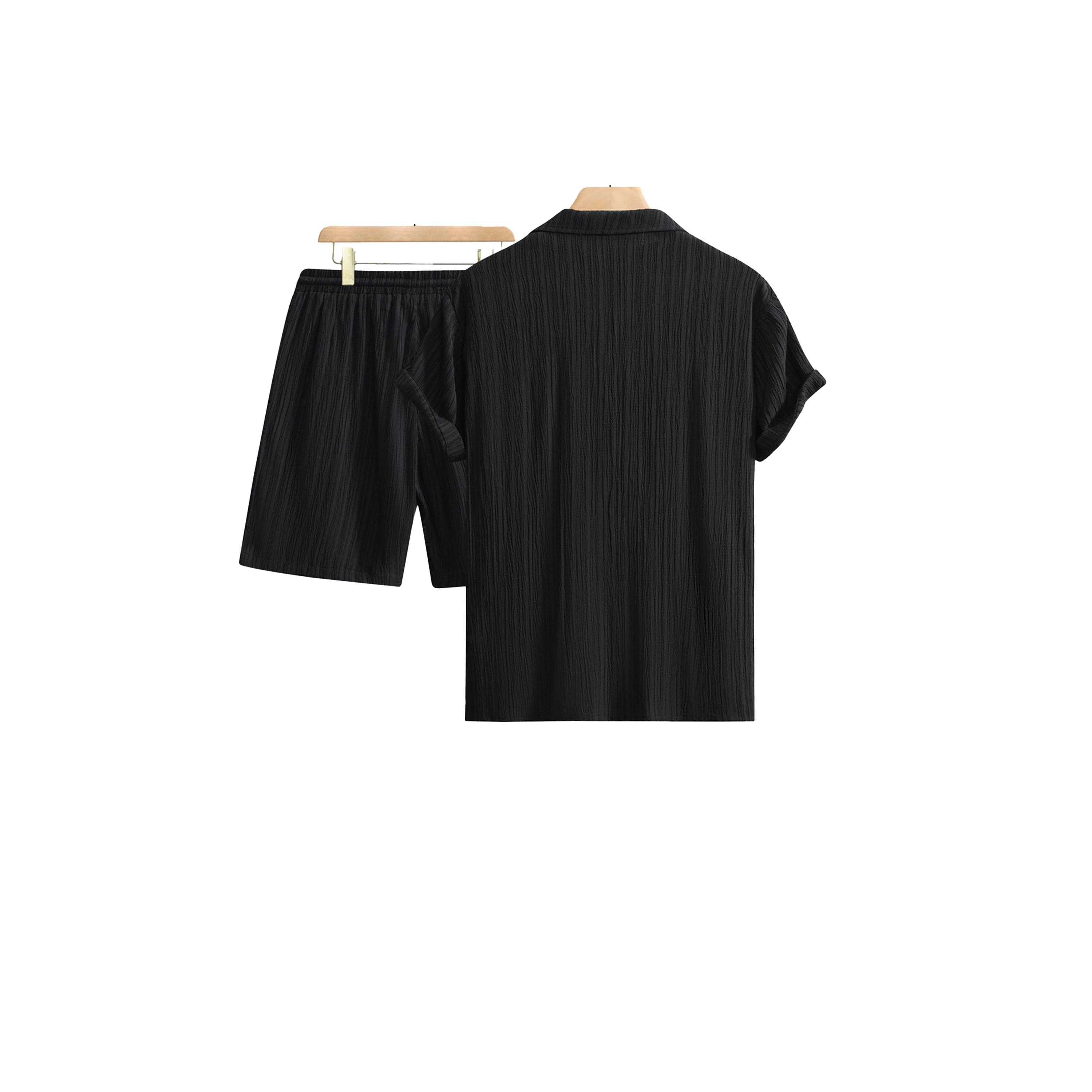 Take Two Textured Short Sleeve Shirt and Shorts Co-Ords-men-clothing-coordsets-image-2