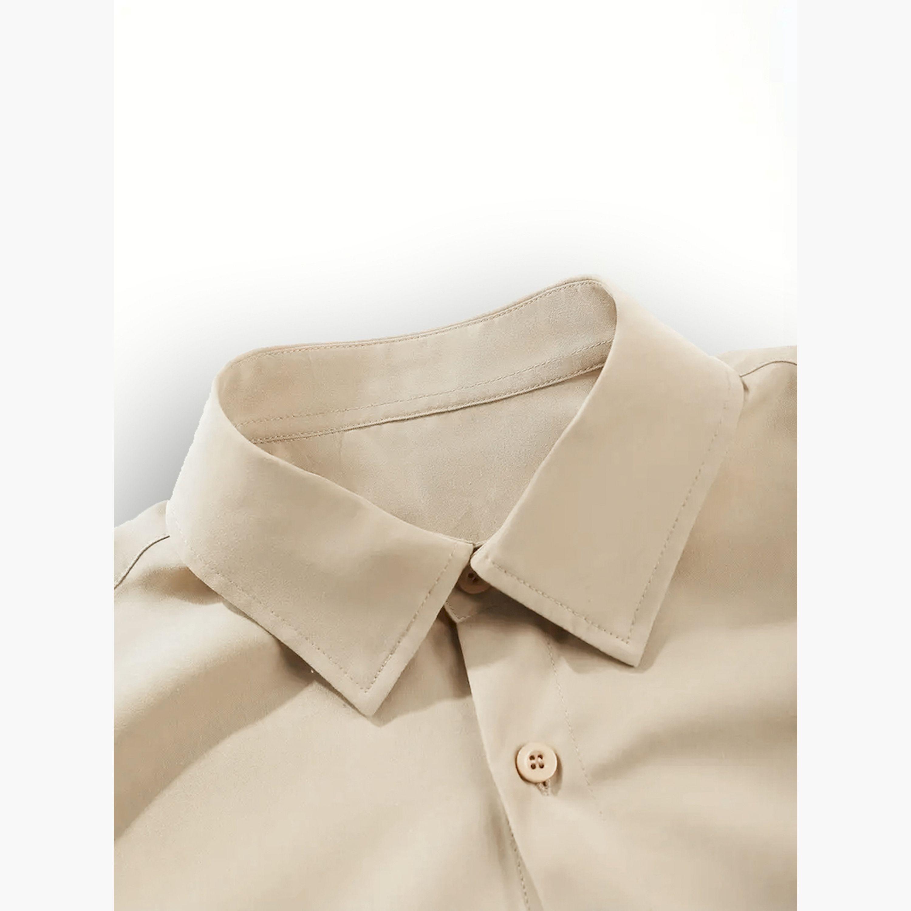 طقم منسق من بنطال وبلوزة سادة بياقة سبريد-men-clothing-coordsets-image-3
