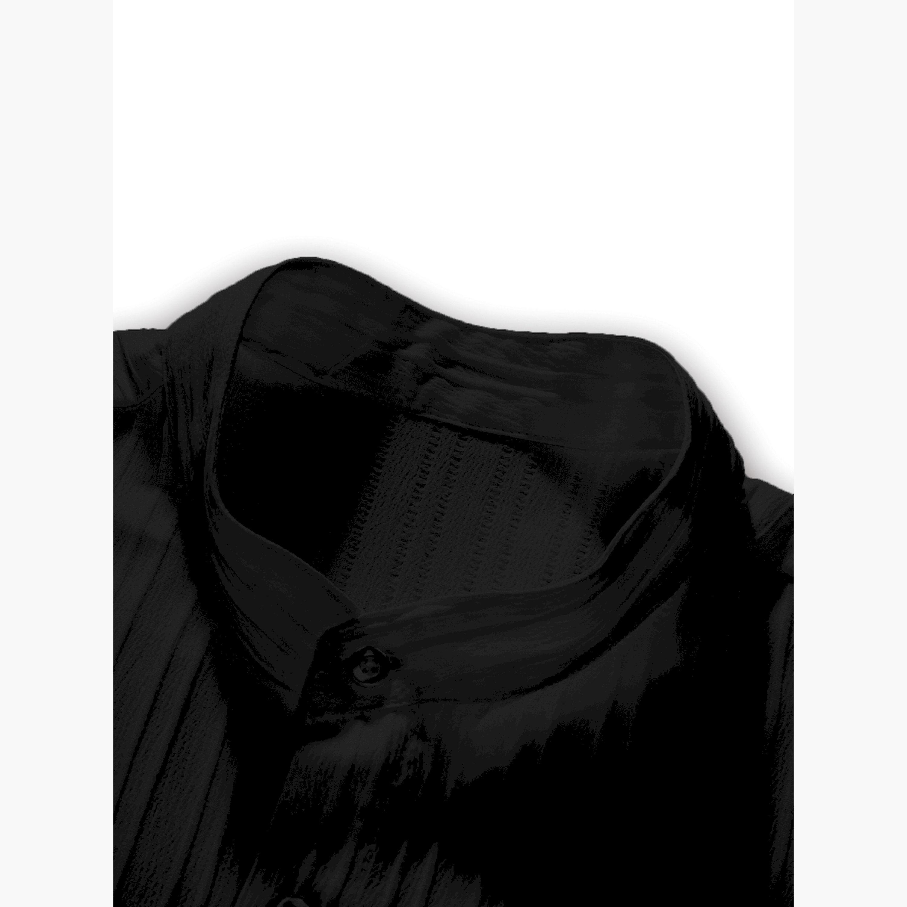 طقم منسق من بنطال وبلوزة مخططة بياقة قائمة-men-clothing-coordsets-image-3