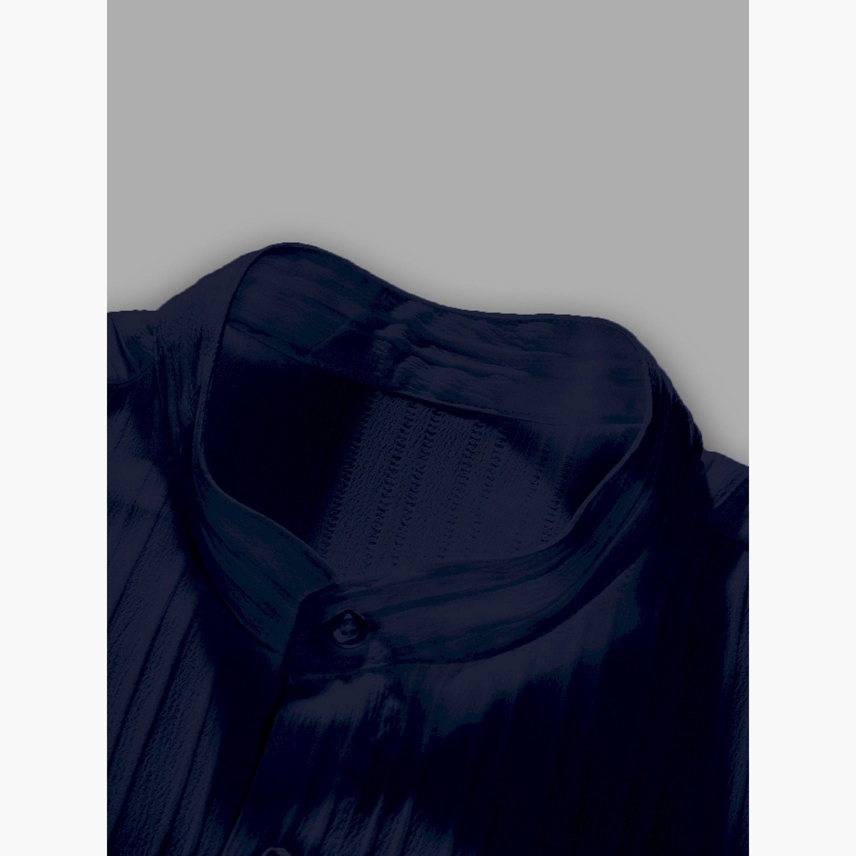 طقم منسق من بنطال وبلوزة مخططة بياقة قائمة-men-clothing-coordsets-image-3