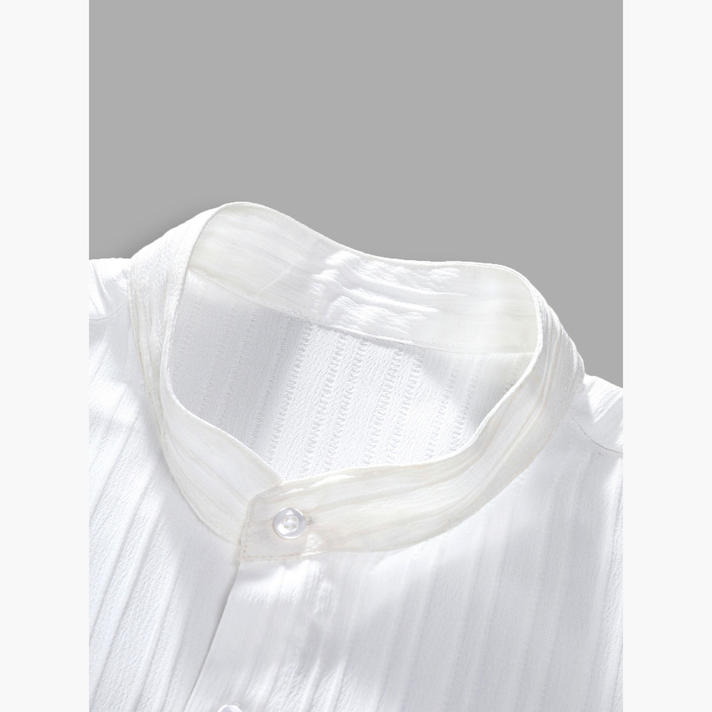 طقم منسق من بنطال وقميص سادة بياقة سبريد-men-clothing-coordsets-image-3