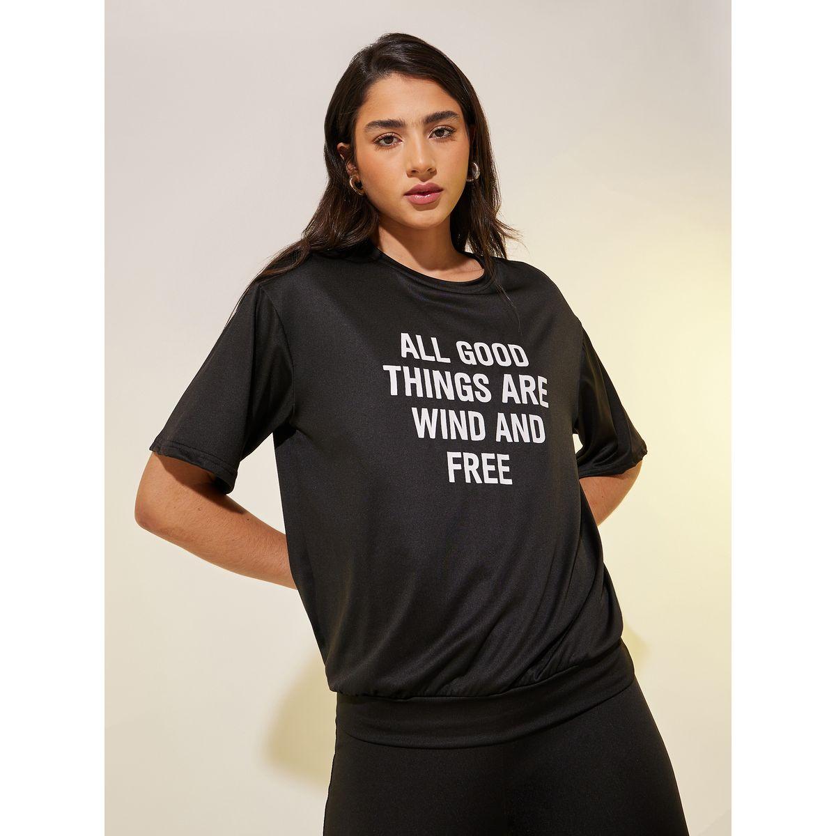 Styli Slogan Print Short Sleeve T-Shirt and Leggings Co-Ords-women-clothing-coordsets-image-3