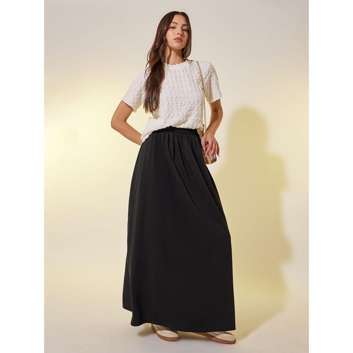 Styli Solid Mid Rise A-Line Maxi Skirts-women-clothing-bottoms-skirts-image-1