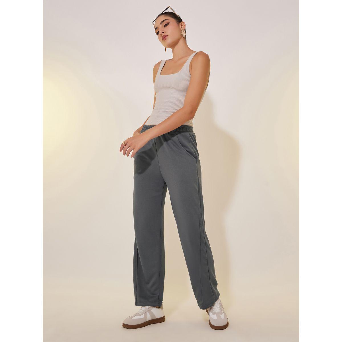 Styli Grey Solid Loose Wide Leg Pant-women-clothing-bottoms-trousers-image-1