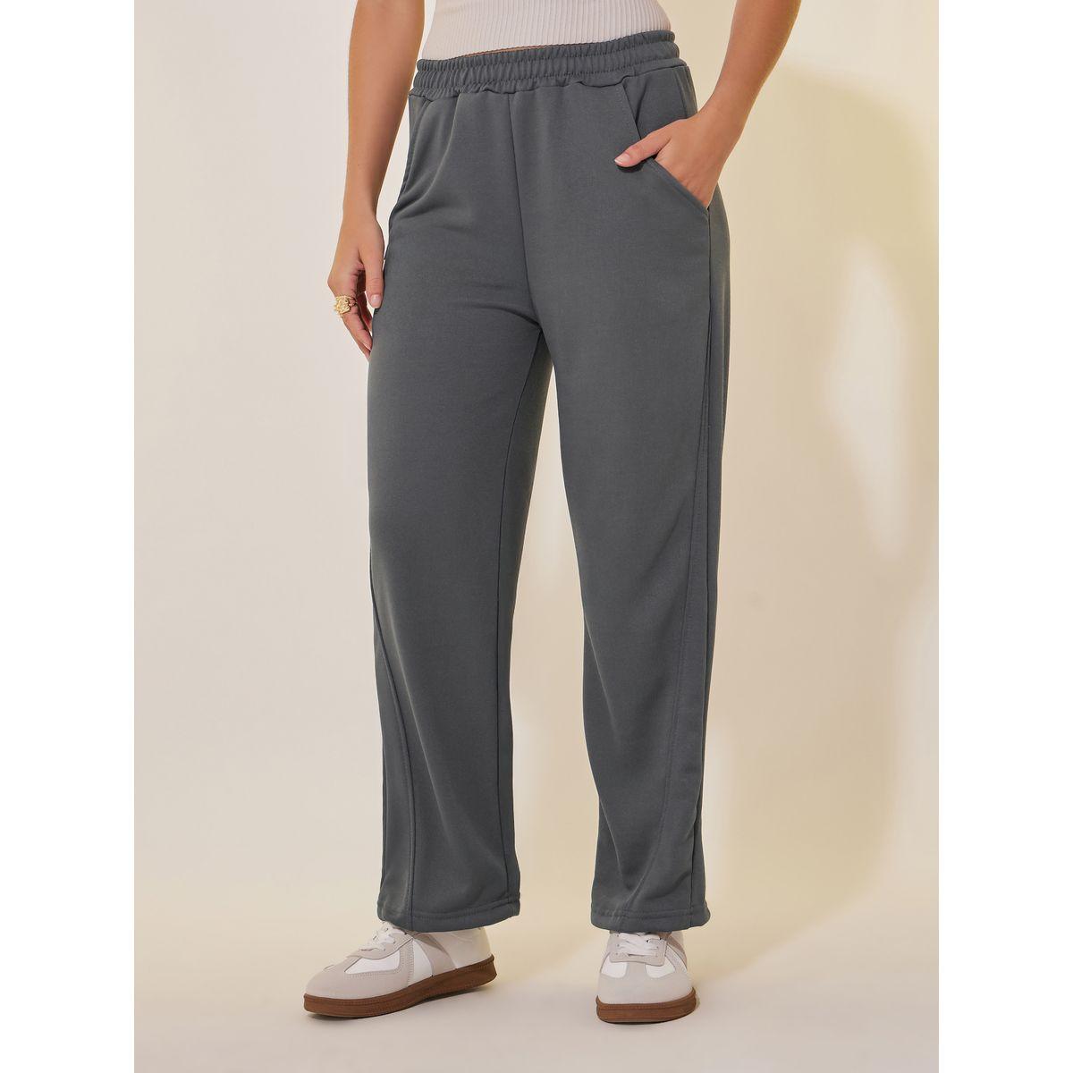 Styli Grey Solid Loose Wide Leg Pant-women-clothing-bottoms-trousers-image-2