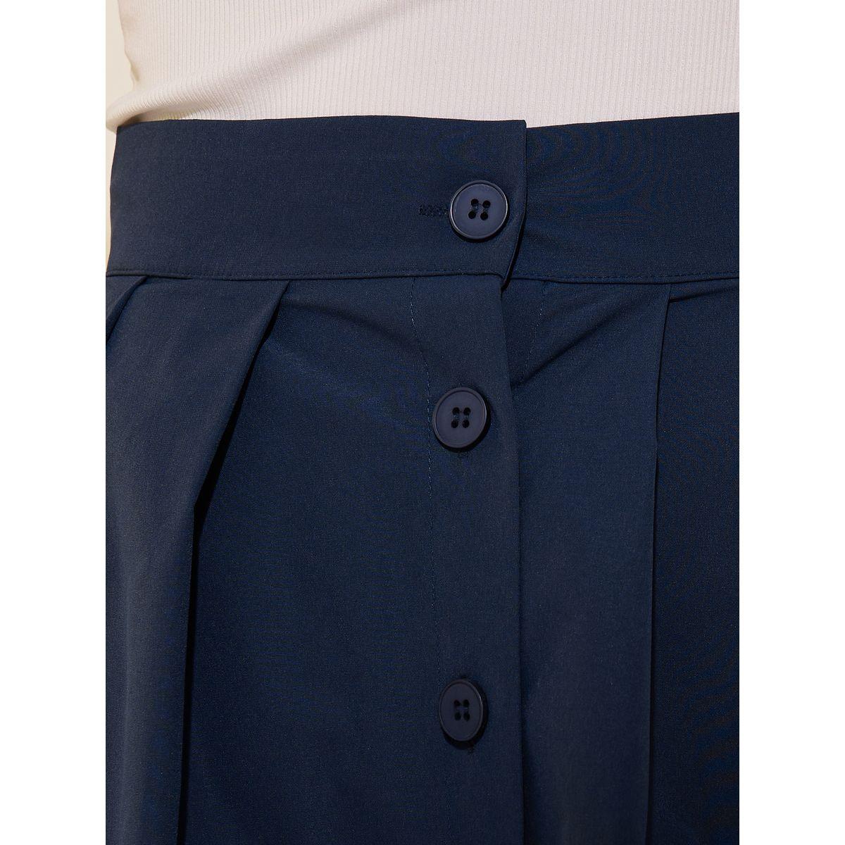 تنورة طويلة سادة بحافة واسعة وكسرات-women-clothing-bottoms-skirts-image-3