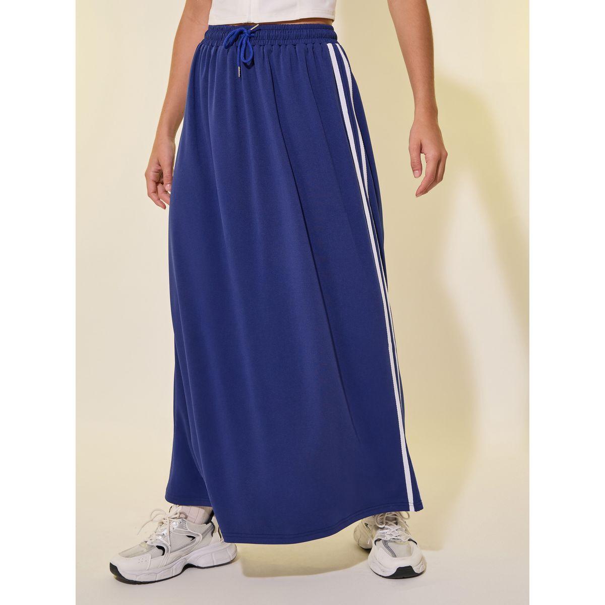 Styli Side Stripe Drawstring Waist A-Line Maxi Skirt-women-clothing-bottoms-skirts-image-2