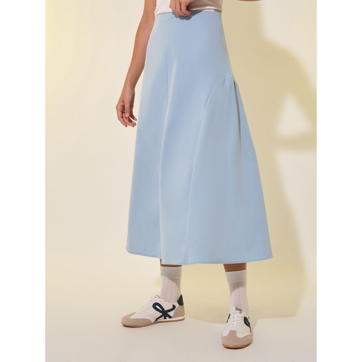 Styli Solid Panelled A-Line Midi Skirt-women-clothing-bottoms-skirts-image-2