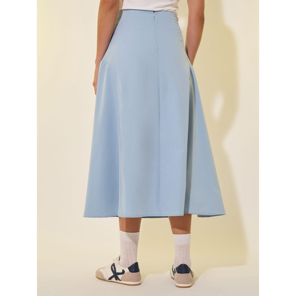 Styli Solid Panelled A-Line Midi Skirt-women-clothing-bottoms-skirts-image-4
