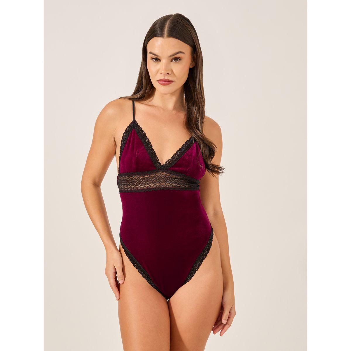 بودي سوت فيلفيت بتفاصيل دانتيل-women-clothing-lingerie-corsets-image-2