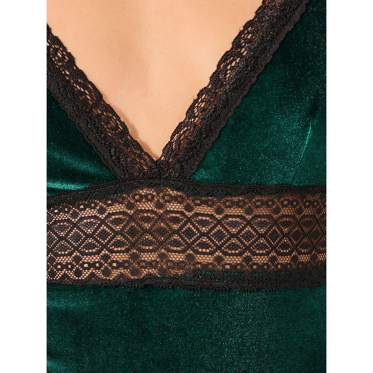 Styli Lace Insert Velvet Bodysuit-women-clothing-lingerie-corsets-image-2