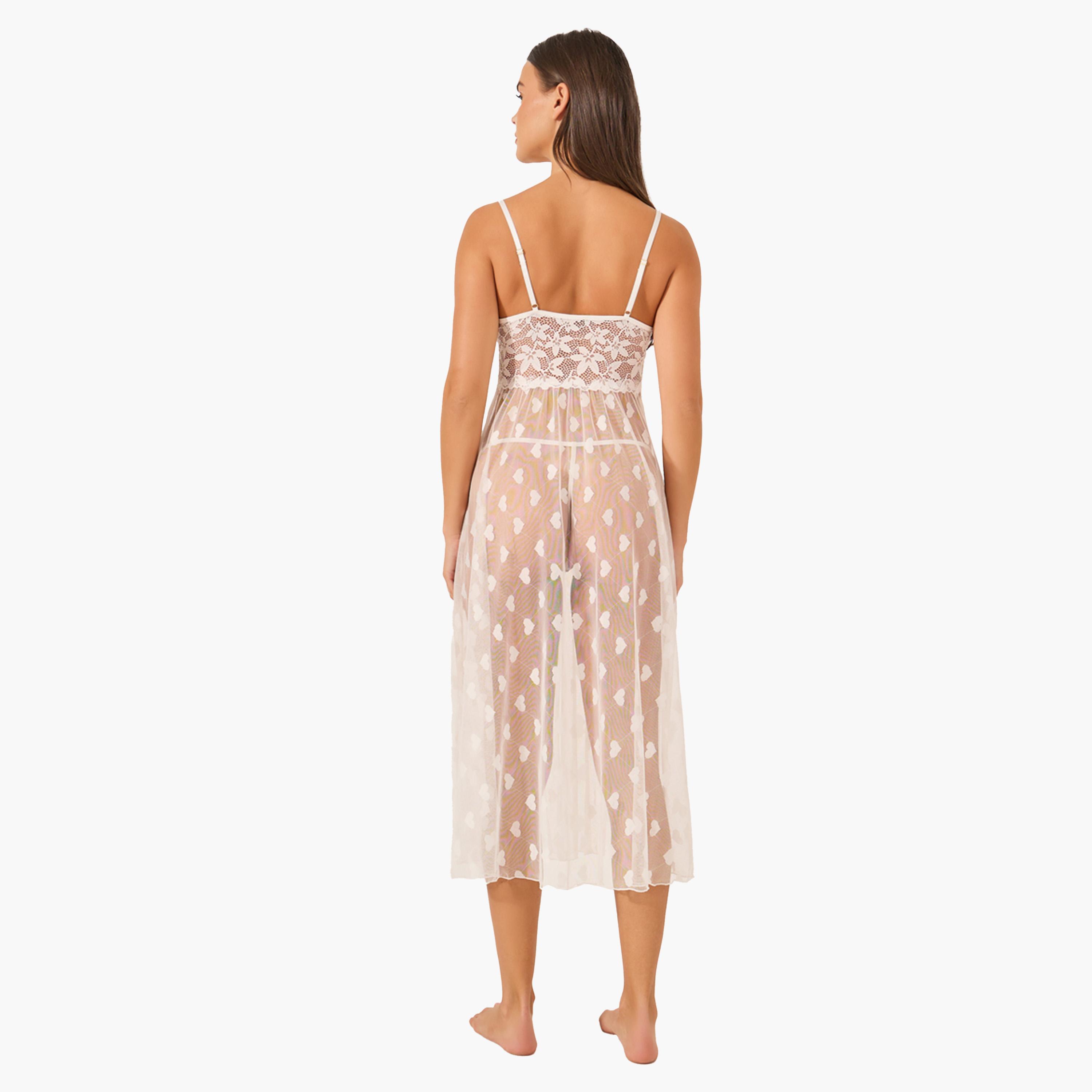 ستايلي-  بيبي دول دانتيل بتصميم قلب مع تفاصيل فيونكة وسروال داخلي-women-clothing-lingerie-babydollsandbodysuits-image-5