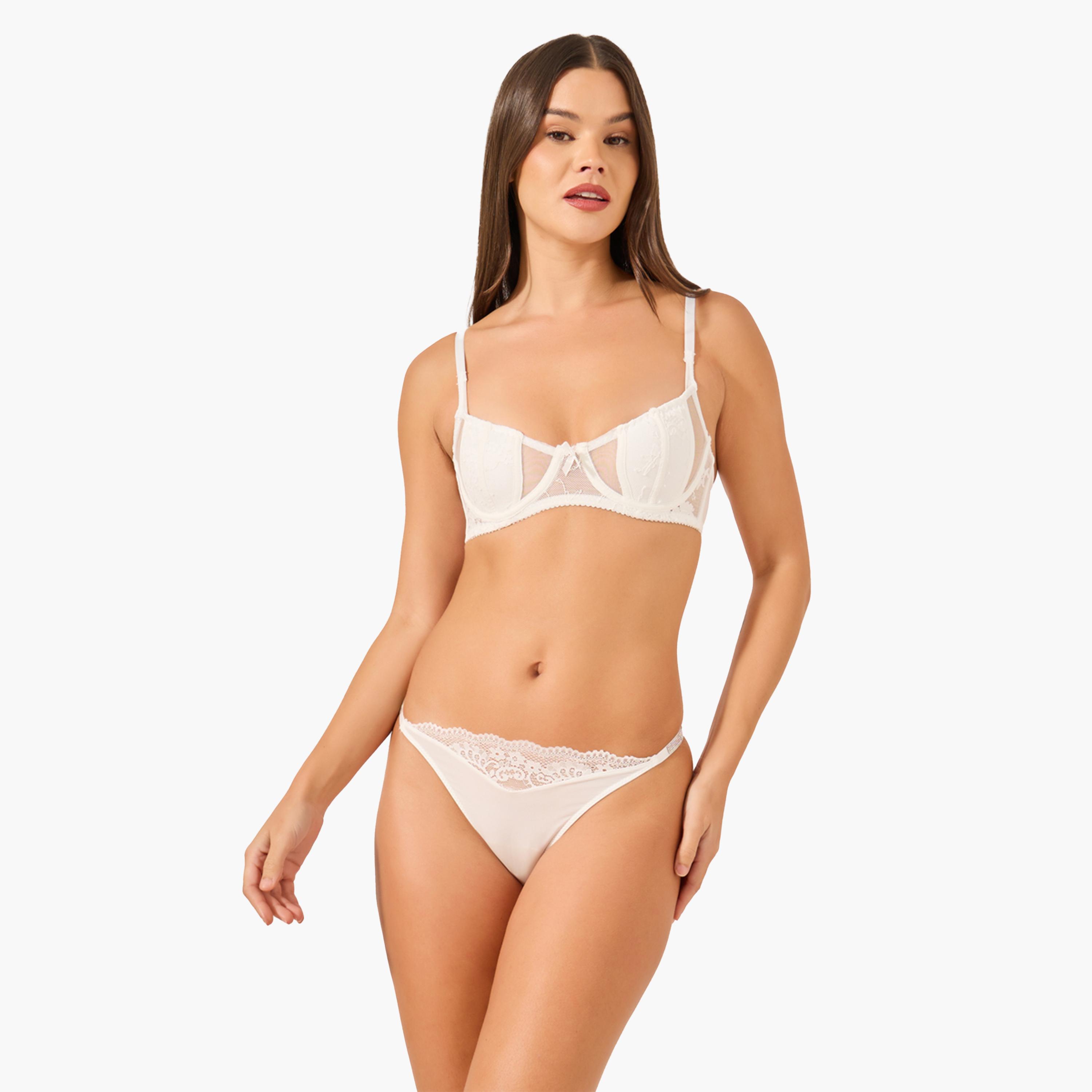 ستايلي-  سروال داخلي مزين بالدانتيل مع تفاصيل مزخرفة-women-clothing-lingerie-panties-image-2
