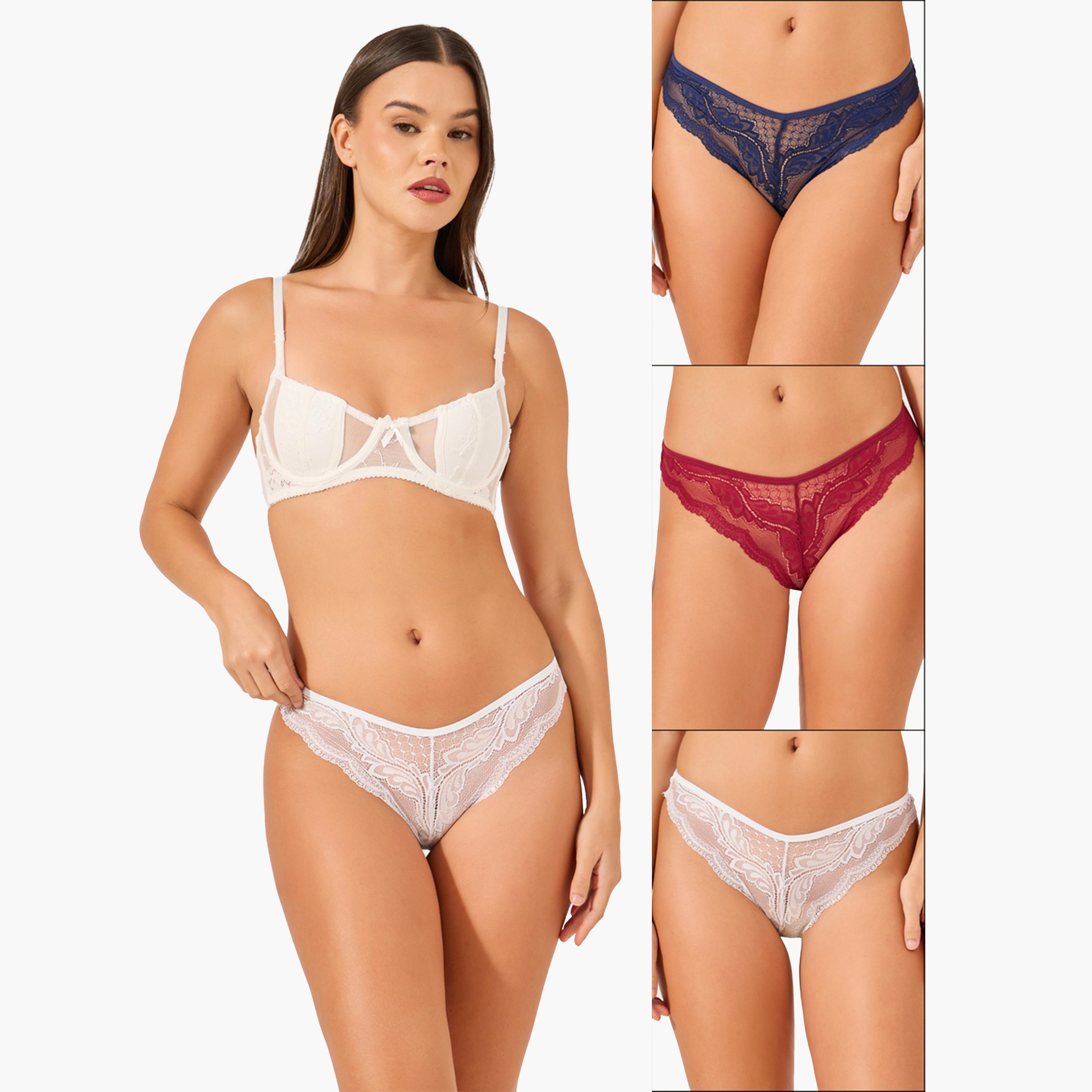 Styli Pack of 3 - Lace Thongs-women-clothing-lingerie-panties-image-1