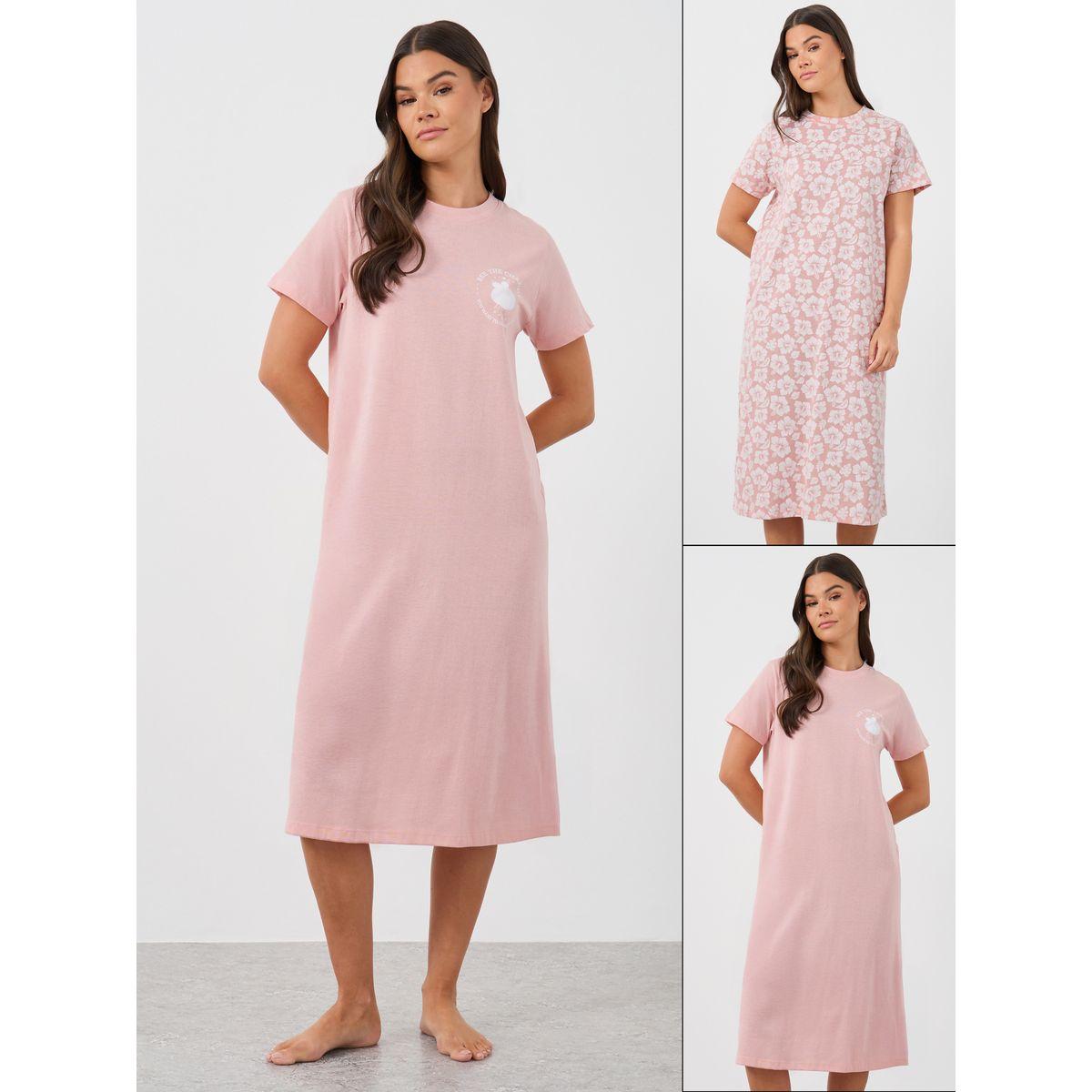 Styli Pack of 2 - Bee Graphic and Floral Print Sleep T-Shirt-women-clothing-nightwear-nighties-image-1