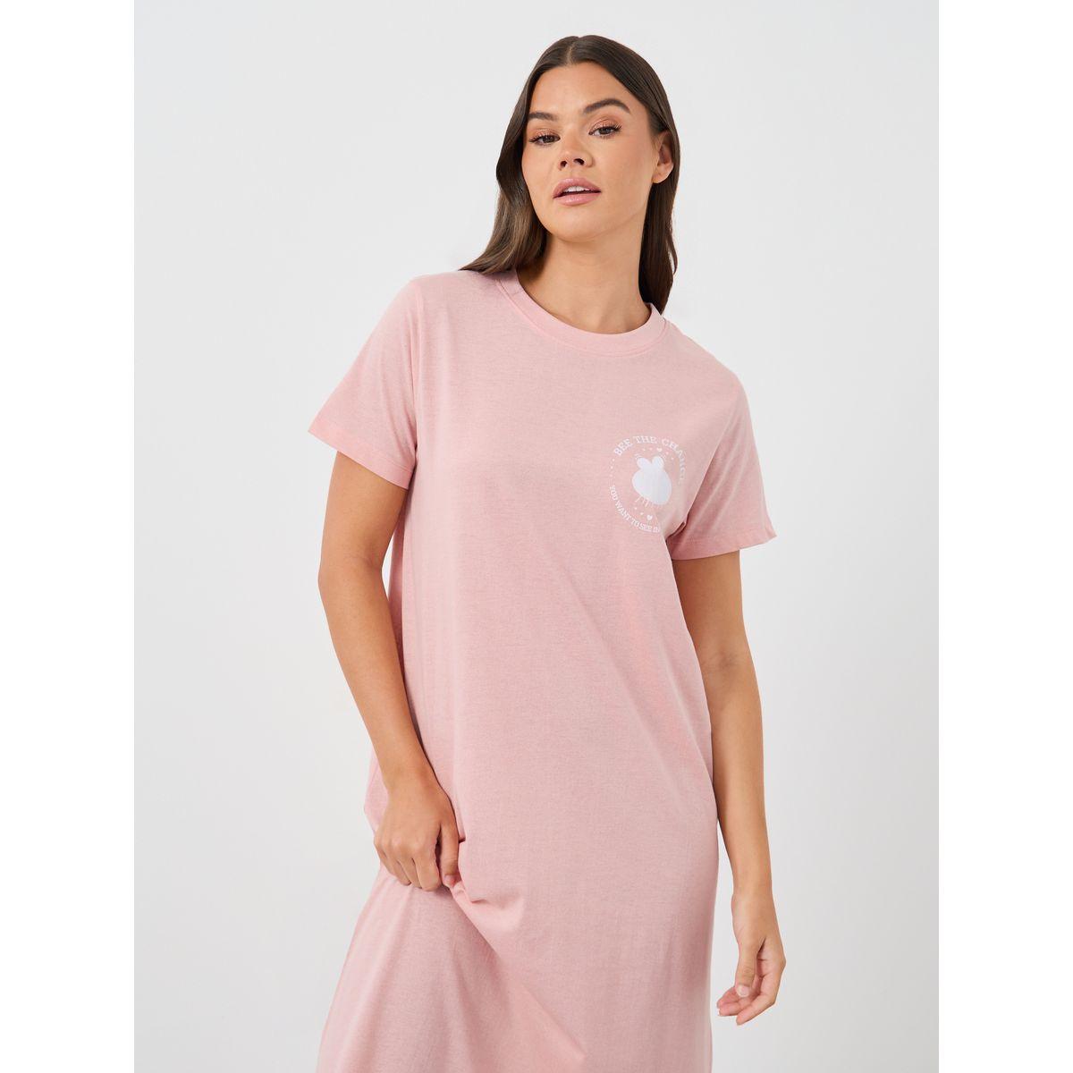 Styli Pack of 2 - Bee Graphic and Floral Print Sleep T-Shirt-women-clothing-nightwear-nighties-image-3