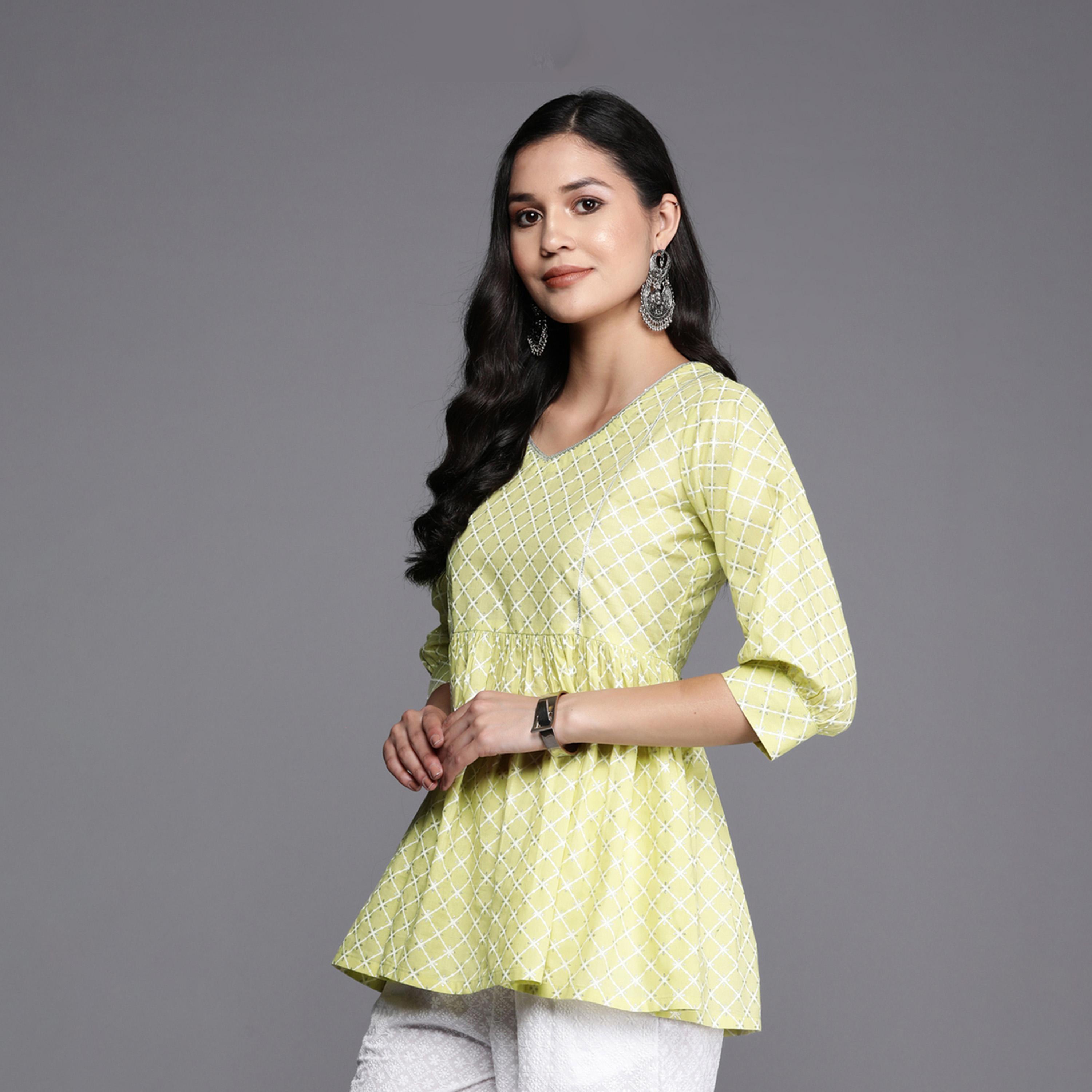 Libas X Styli Green cotton a-line printed kurti-women-clothing-ethnicwear-kurtas-image-2