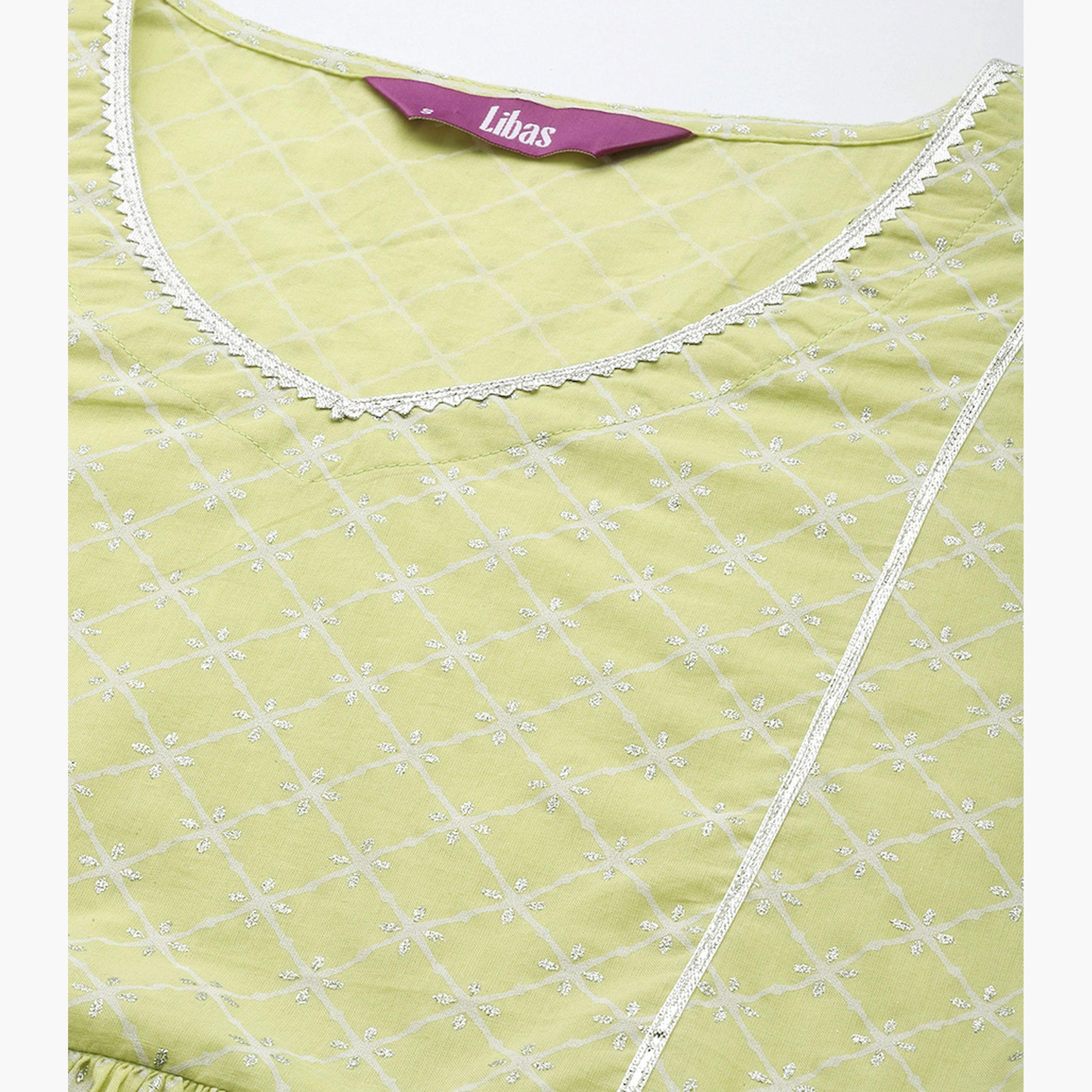 Libas X Styli Green cotton a-line printed kurti-women-clothing-ethnicwear-kurtas-image-4