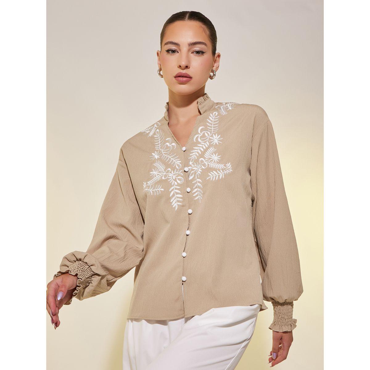 Styli Embroidered Long Sleeve Regular Fit Shirt-women-clothing-shirtsandblouses-shirts-image-1