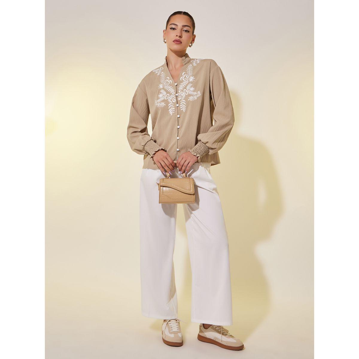 بلوزة بقصة عادية وأكمام طويلة-women-clothing-shirtsandblouses-shirts-image-2