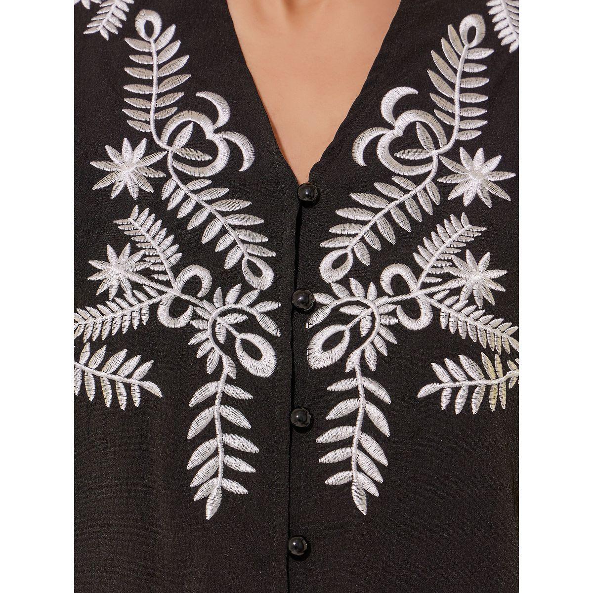 Styli Embroidered Smocked Cuff Oversized Shirt-women-clothing-shirtsandblouses-shirts-image-4